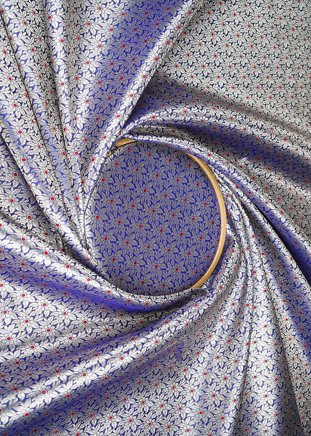 Royal-Blue-Banarasi-Brocade-Fabric-With-All-Over-Golden-Zari-Handloom-23009-close-view