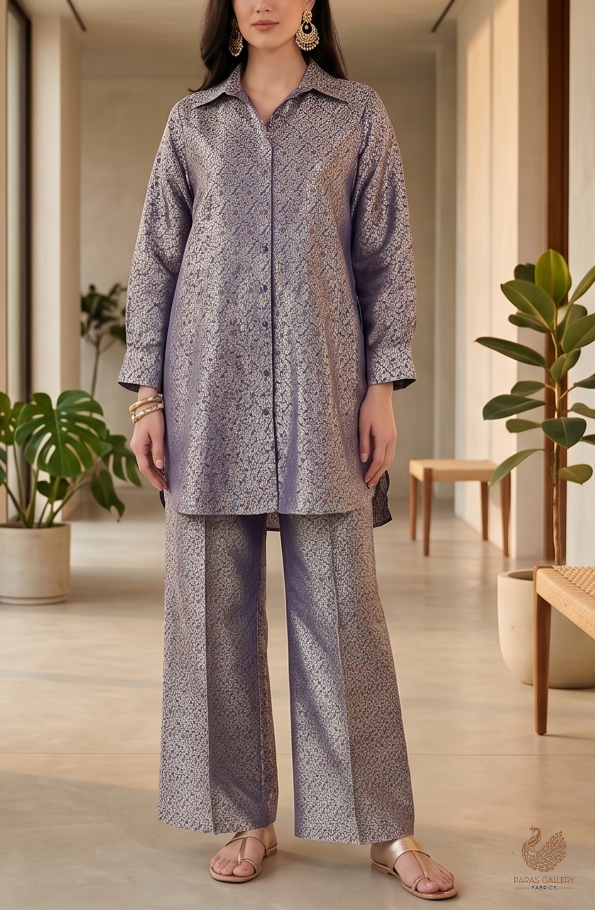 Royal Blue Banarasi Brocade Fabric With All Over Dull Gold Zari Handloom 23009