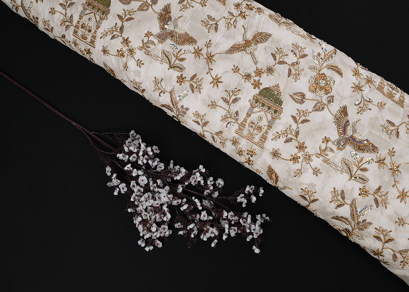 White-Dyeable-Cotton-Fabric-With-All-Over-Gota-Patti-Zari-Katdana-Bead-And-Sequins-Work-23014