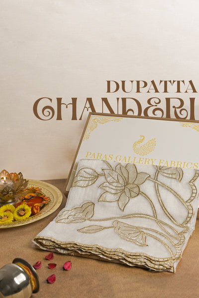 Golden Chanderi Dupatta With All Over Zari Work 23017
