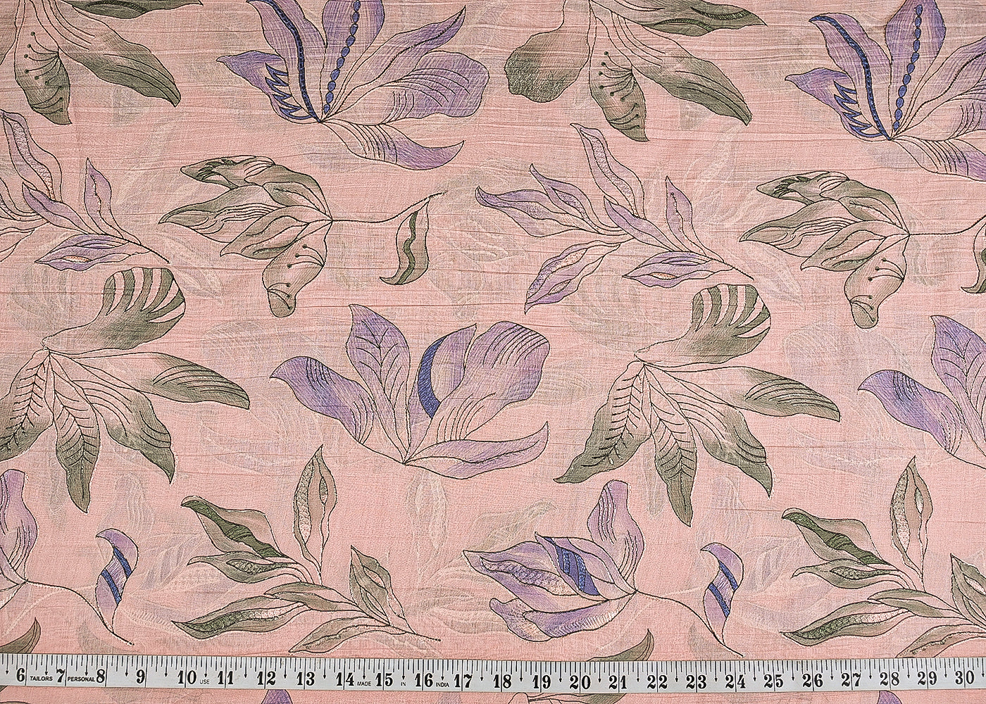 Peach-Pink-Chanderi-Fabric-With-All-Over-Floral-Print-And-Thread-Work-23018-measurement-view