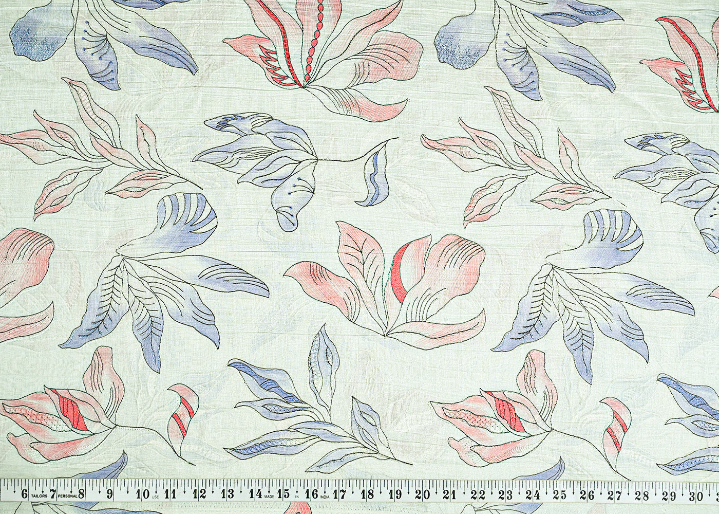 Sea-Green-Chanderi-Fabric-With-All-Over-Floral-Print-And-Thread-Work-23021-measurement-view