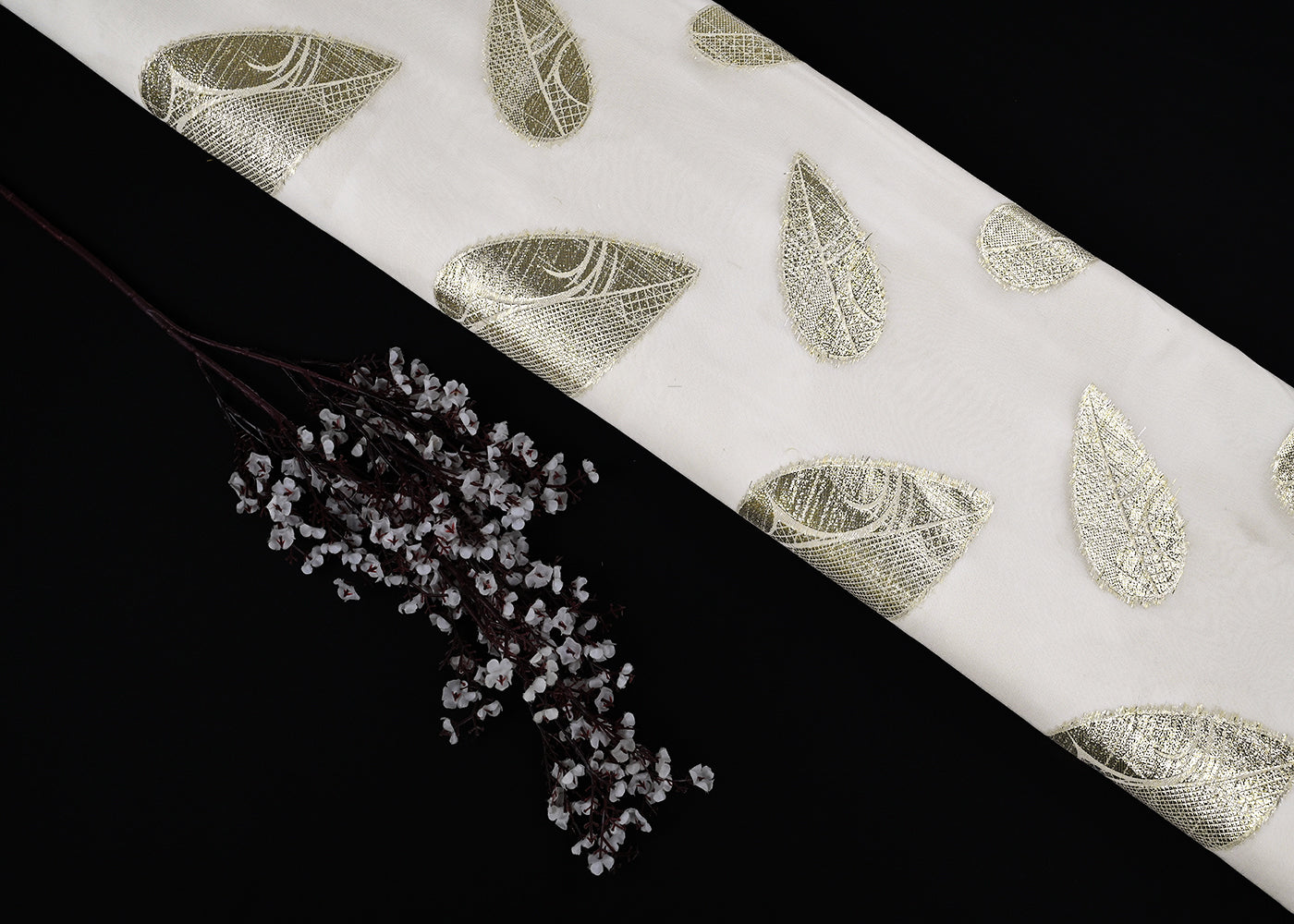 White-Dyeable-Georgette-Fabric-With-All-Over-Golden-Foil-Work-23037