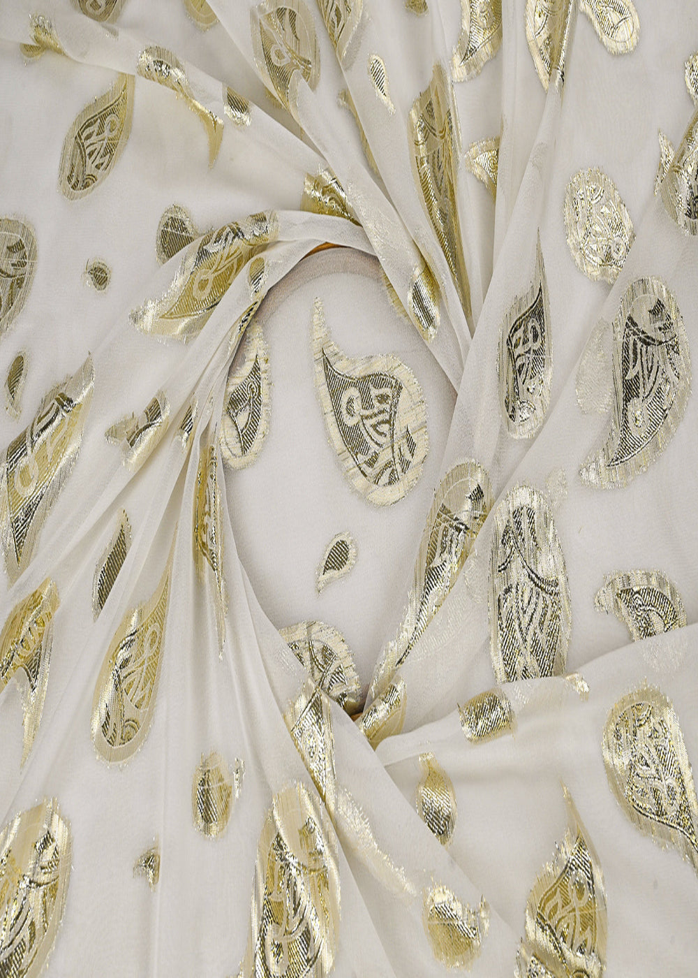 White-Dyeable-Georgette-Fabric-With-All-Over-Golden-Foil-Work-23041-close-view