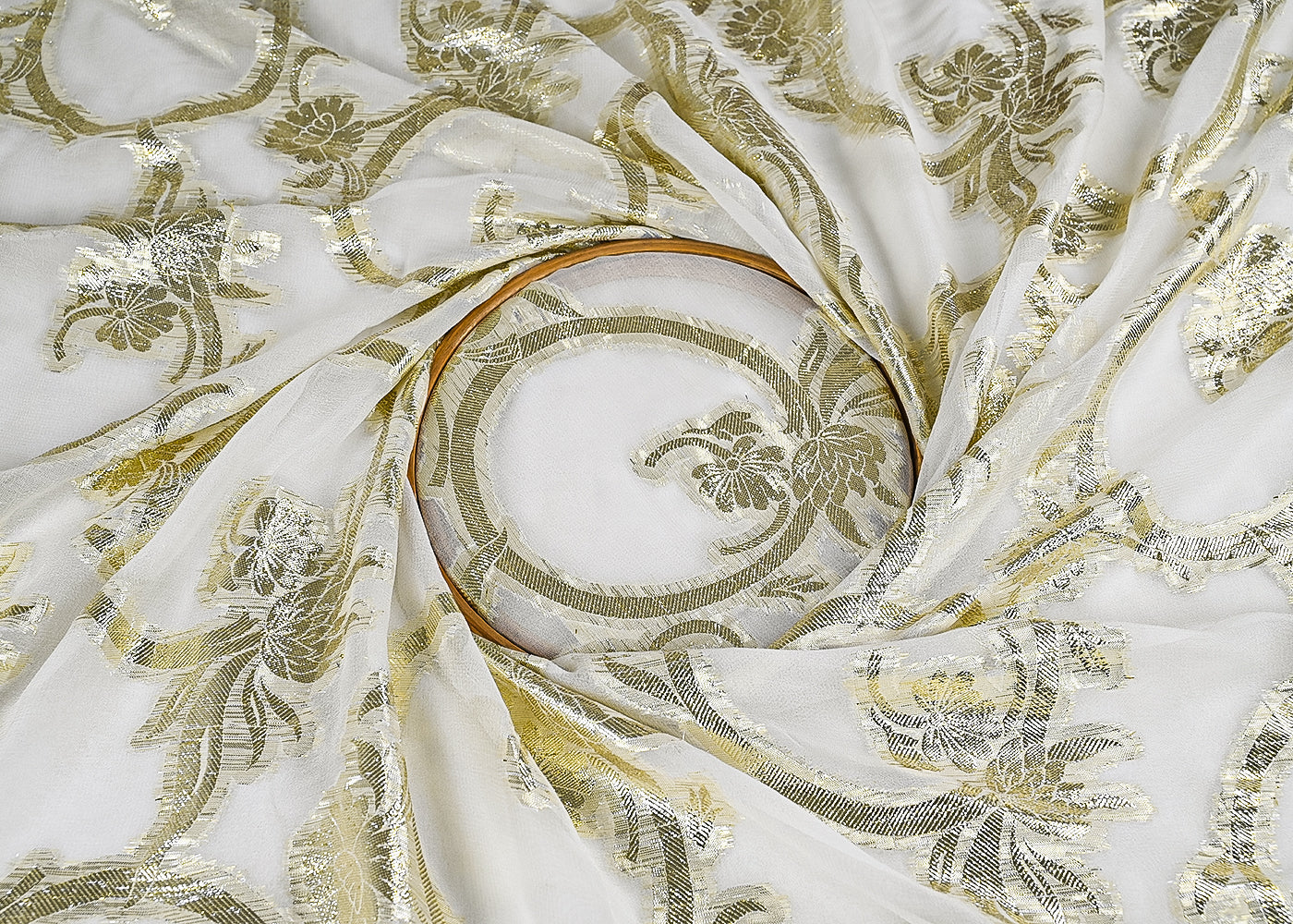 White-Dyeable-Georgette-Fabric-With-All-Over-Foil-Work-23042-close-view
