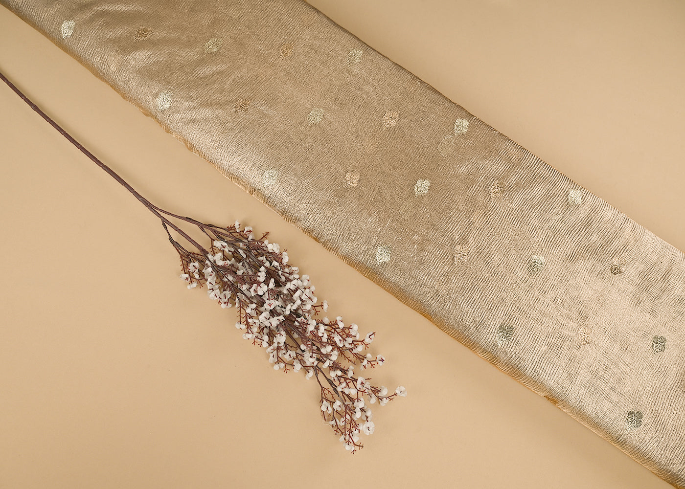 Dull-Gold-Tissue-Fabric-With-All-Over-Zari-Handloom-23094