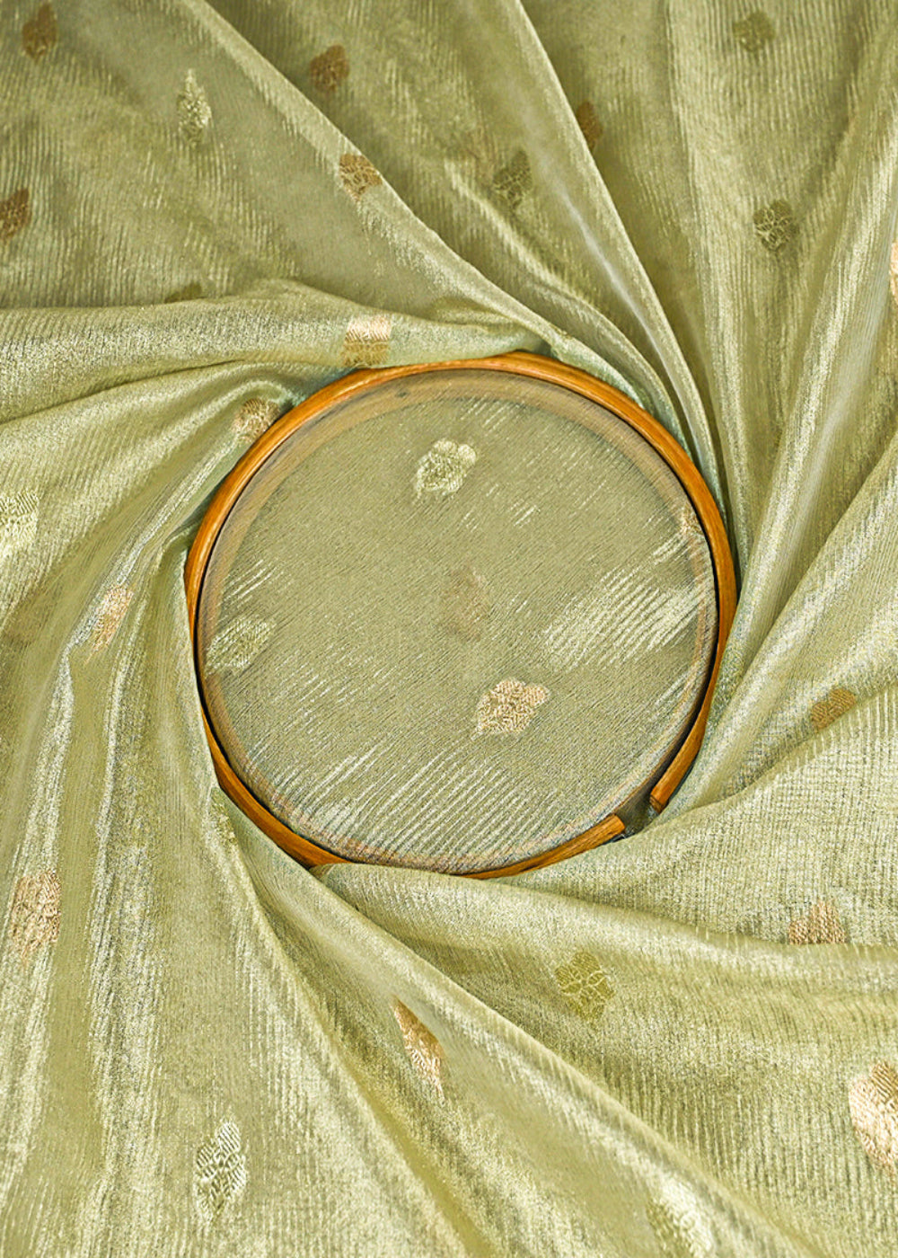 Pista-Green-Tissue-Fabric-With-All-Over-Zari-Handloom-23096-close-view
