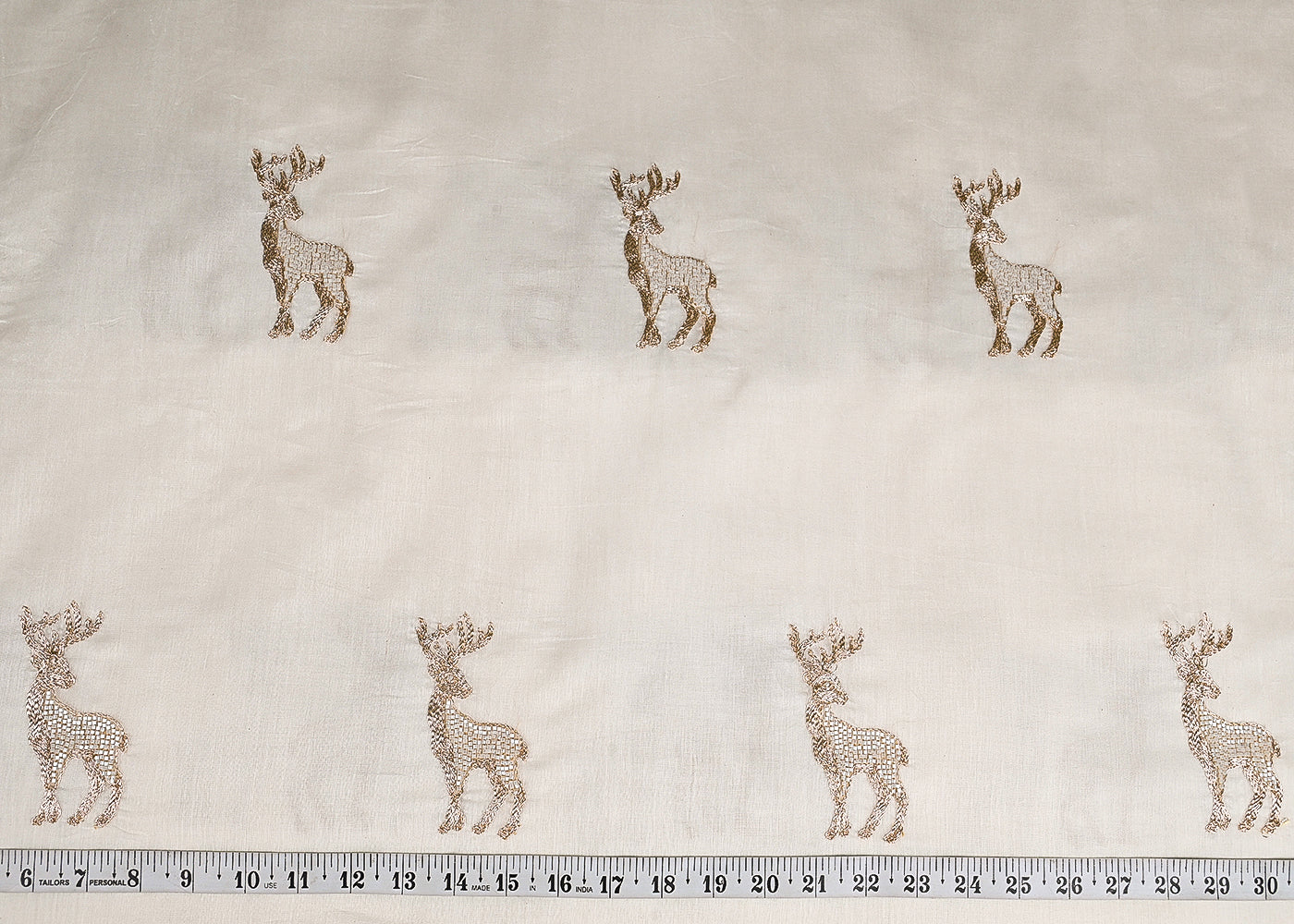White Dyeable Chanderi Fabric With All Over Zari And Bead Work 23130