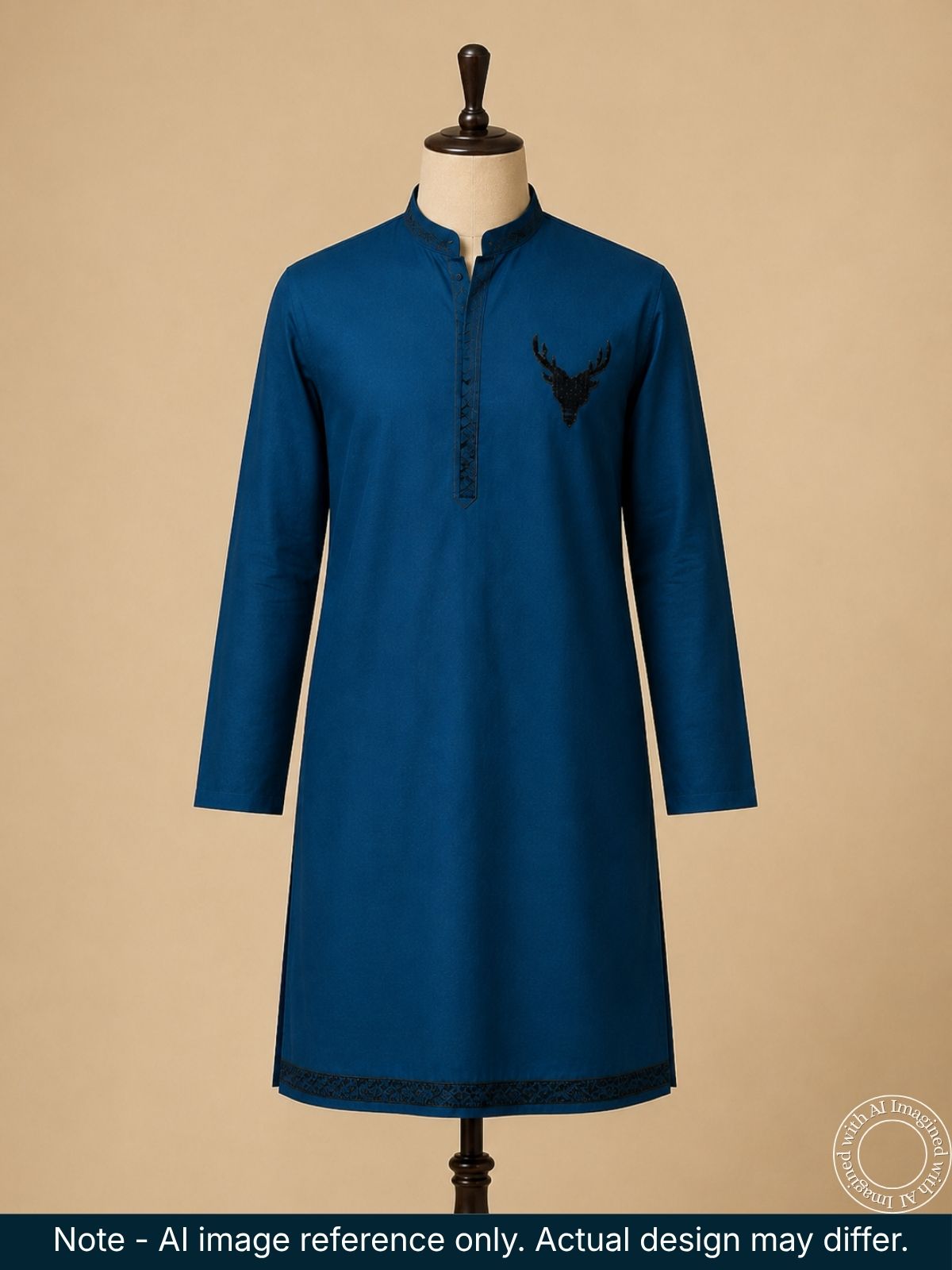 The Kohinoor - Unstitched Teal Blue Kurta Fabric For Men 23140