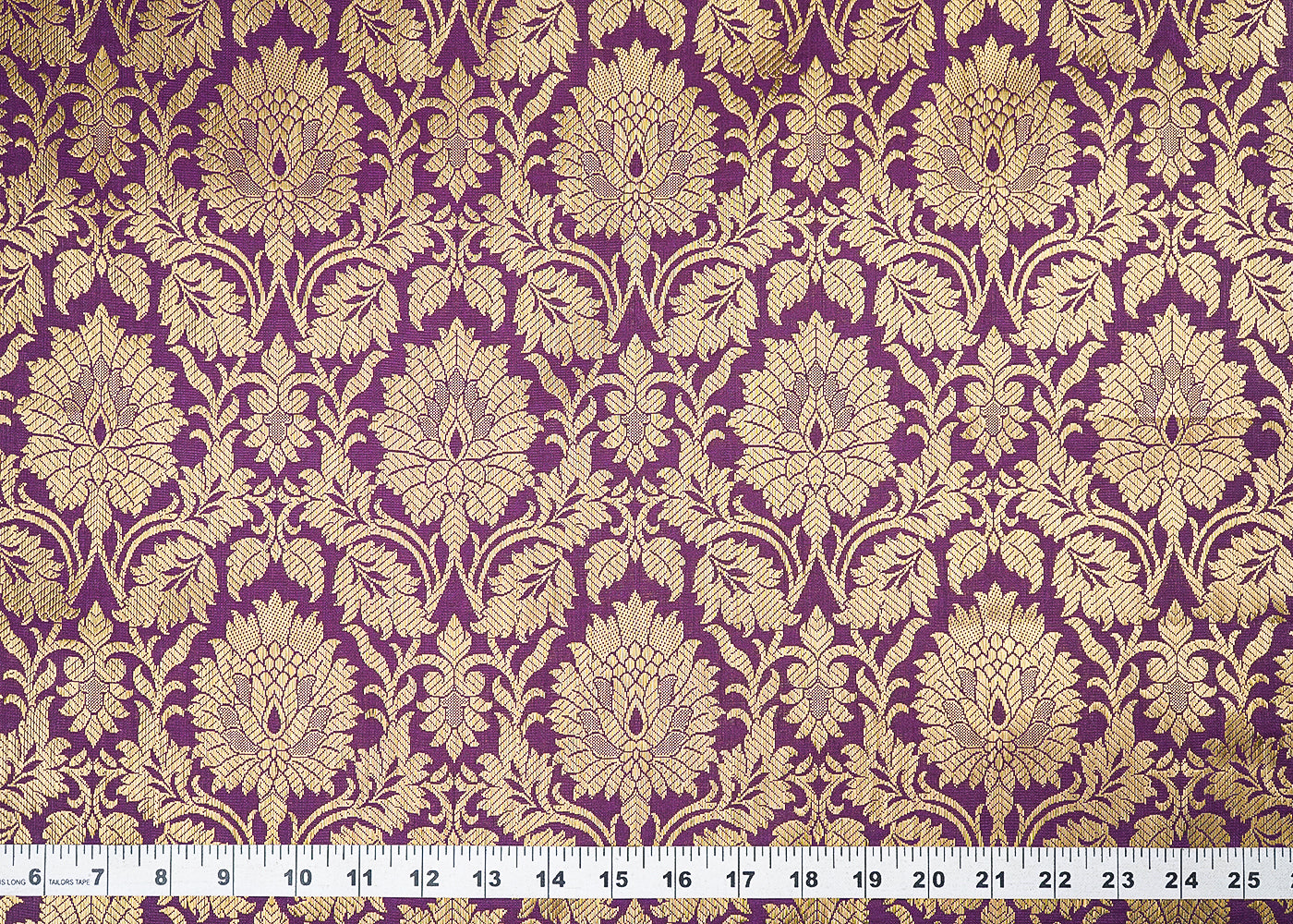 Purple Banarasi Brocade Fabric With All Over Zari Handloom 23145