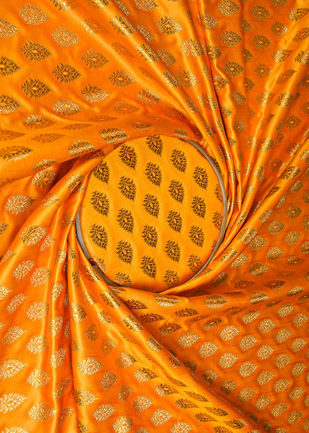Mustard-Banarasi-Brocade-Fabric-With-All-Over-Golden-Zari-Handloom-23163-close-view