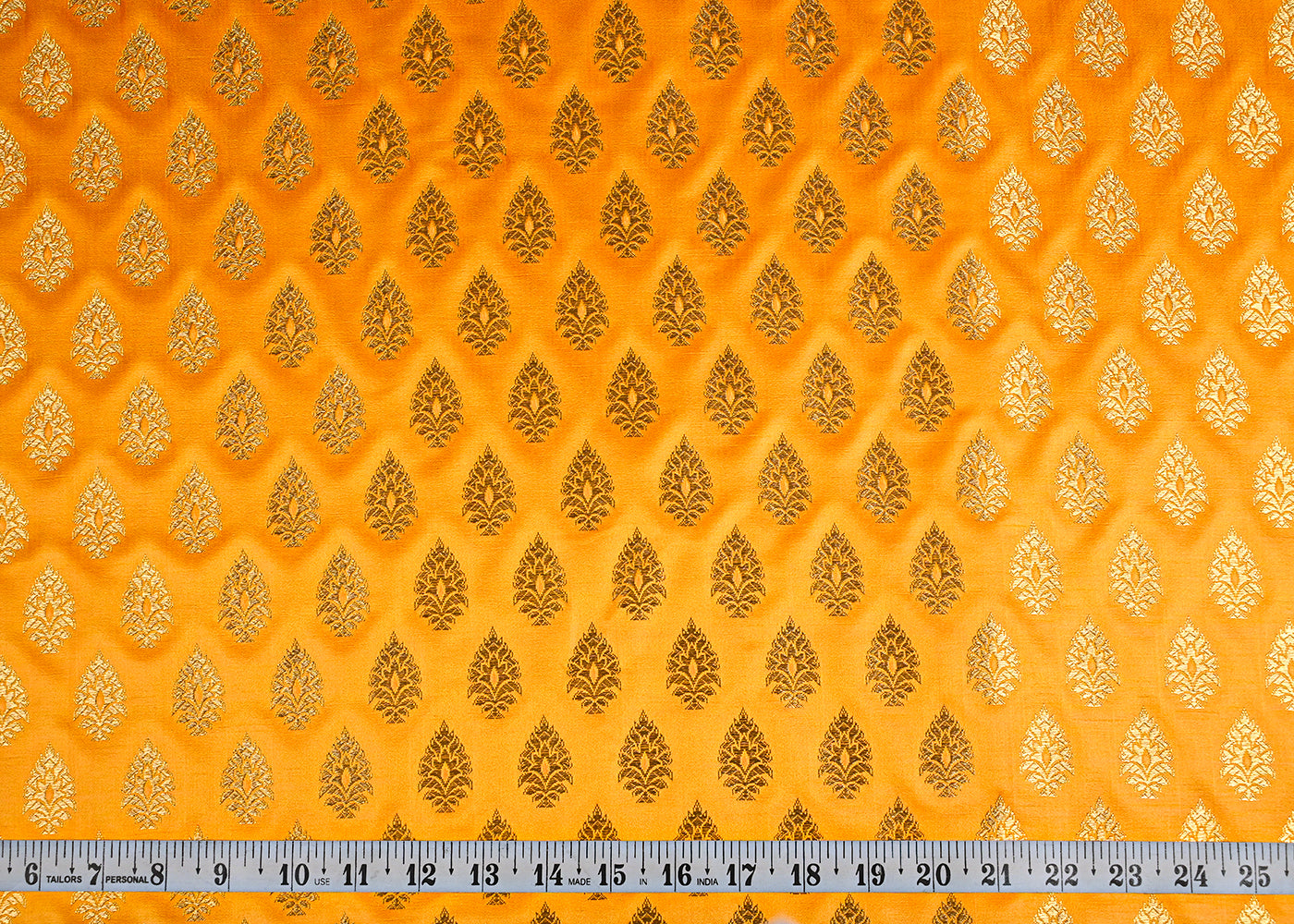 Mustard Banarasi Brocade Fabric With All Over Golden Zari Handloom 23163