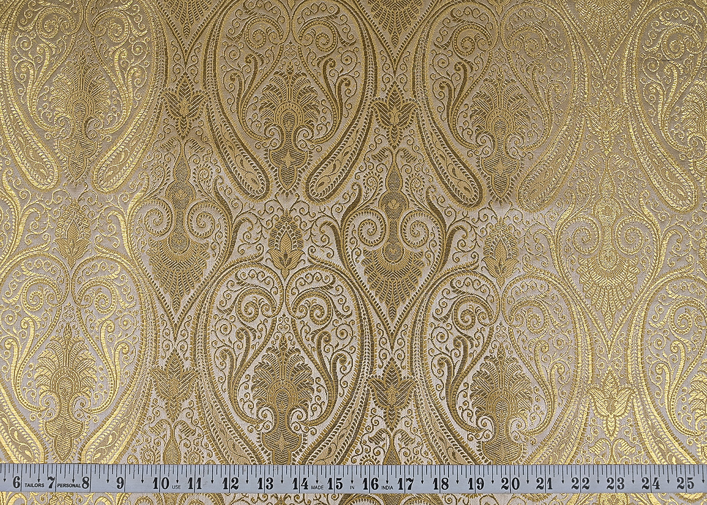 Gold Banarasi Brocade Fabric With All Over Golden Zari Handloom 23169