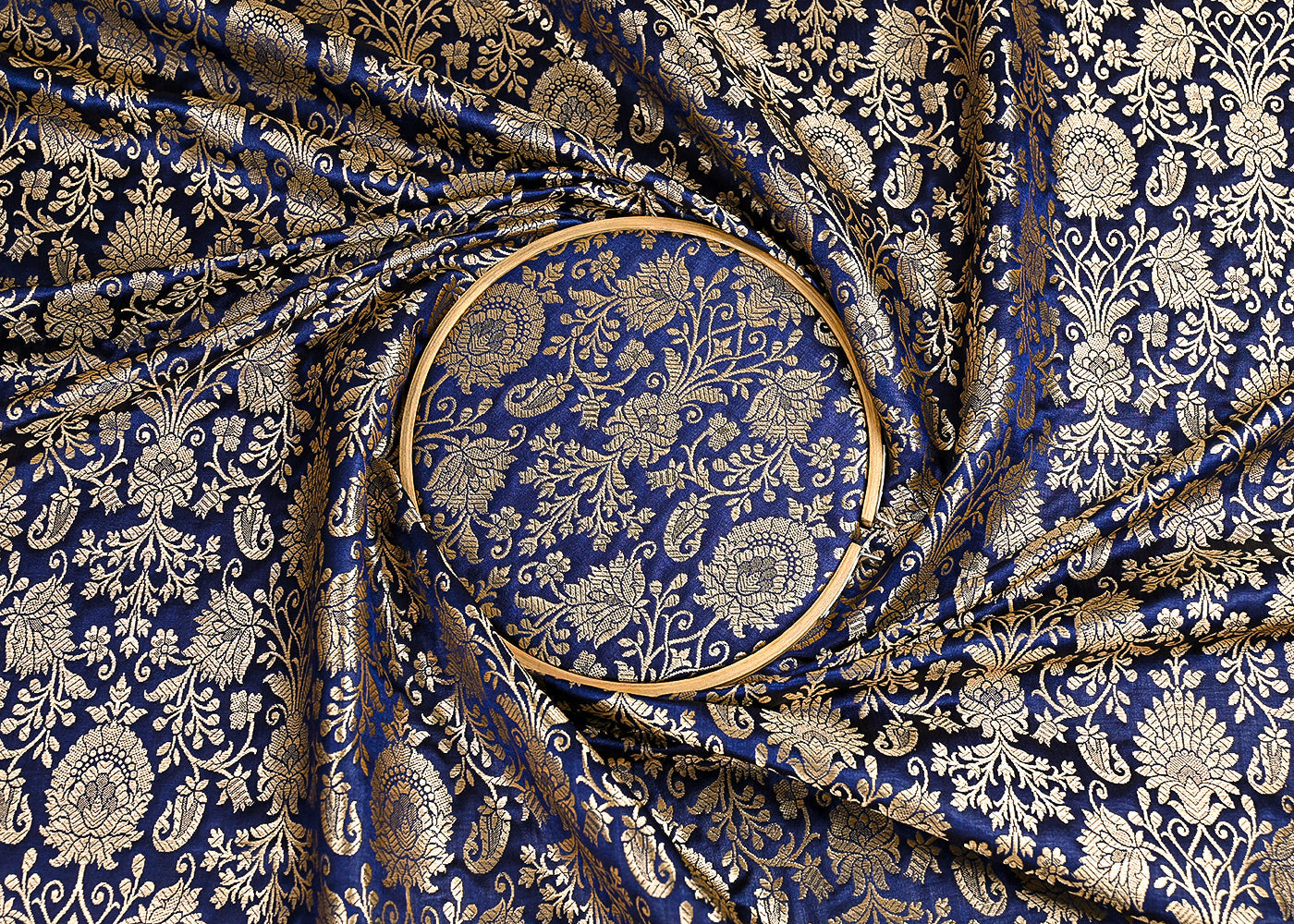 navy-blue-banarasi-brocade-fabric-with-all-over-golden-zari-handloom-23181-close-view