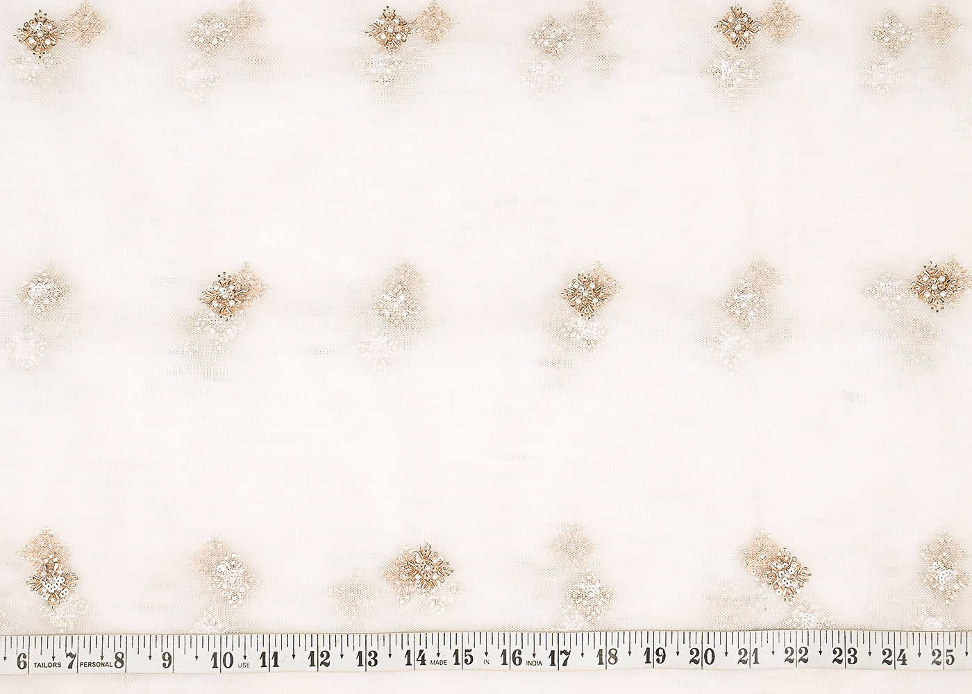 White Net Fabric With All Over Sequins, Katdana And Bead Work23207