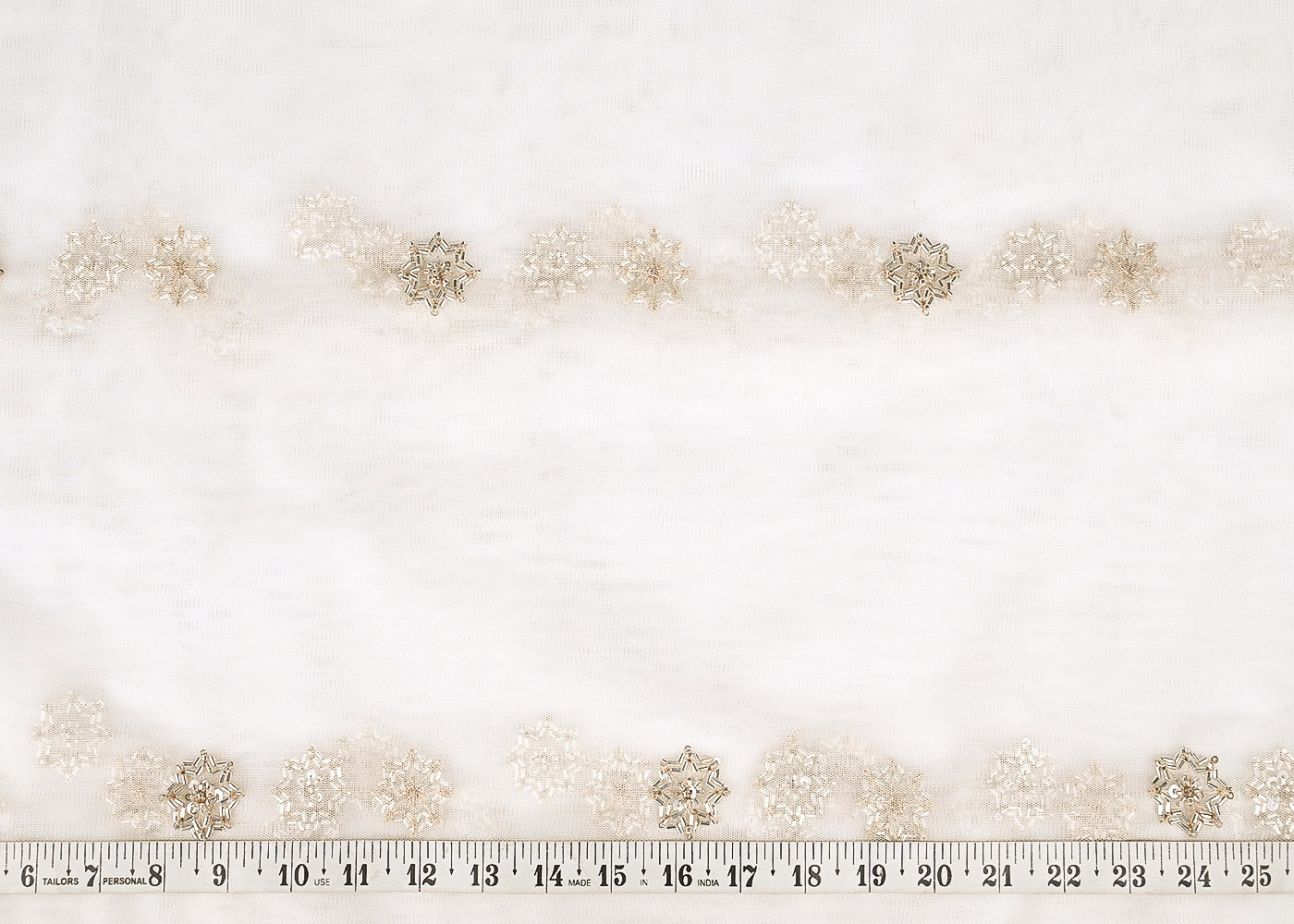 White Net Fabric With All Over Sequins, Katdana And Bead Work23208