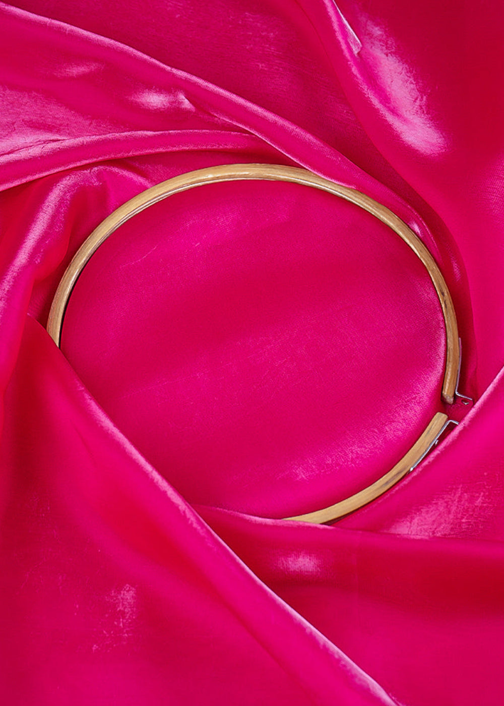 Magenta Colored Organza Satin Fabric 23212(103)