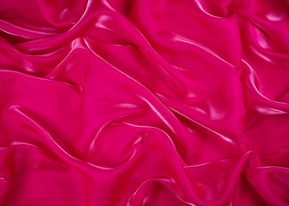 Magenta Colored Organza Satin Fabric 23212(103)