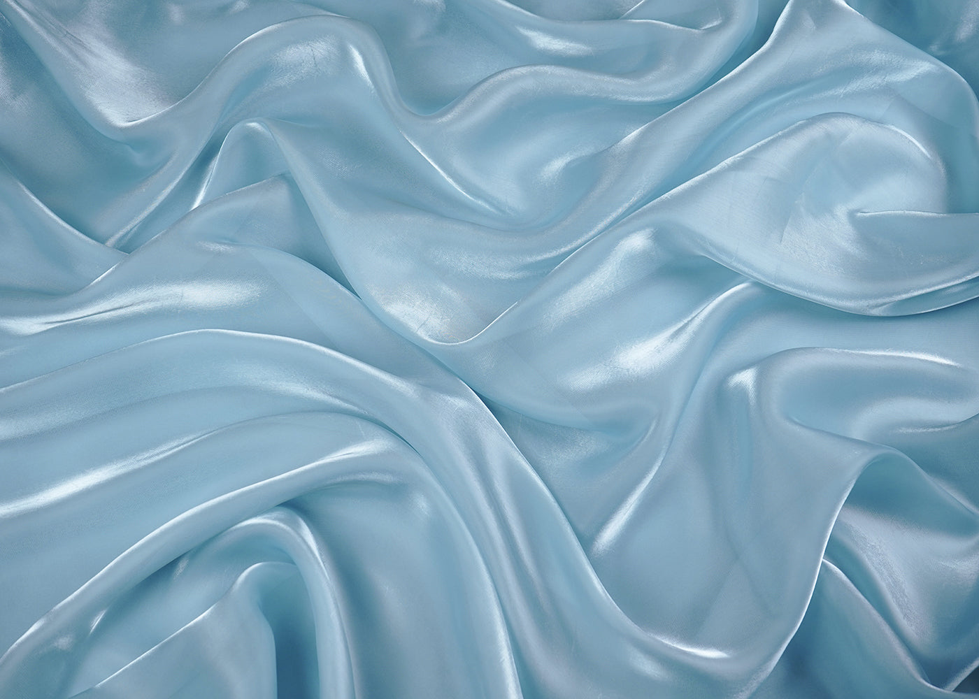 Ice Blue Colored Organza Satin Fabric 23212(105)