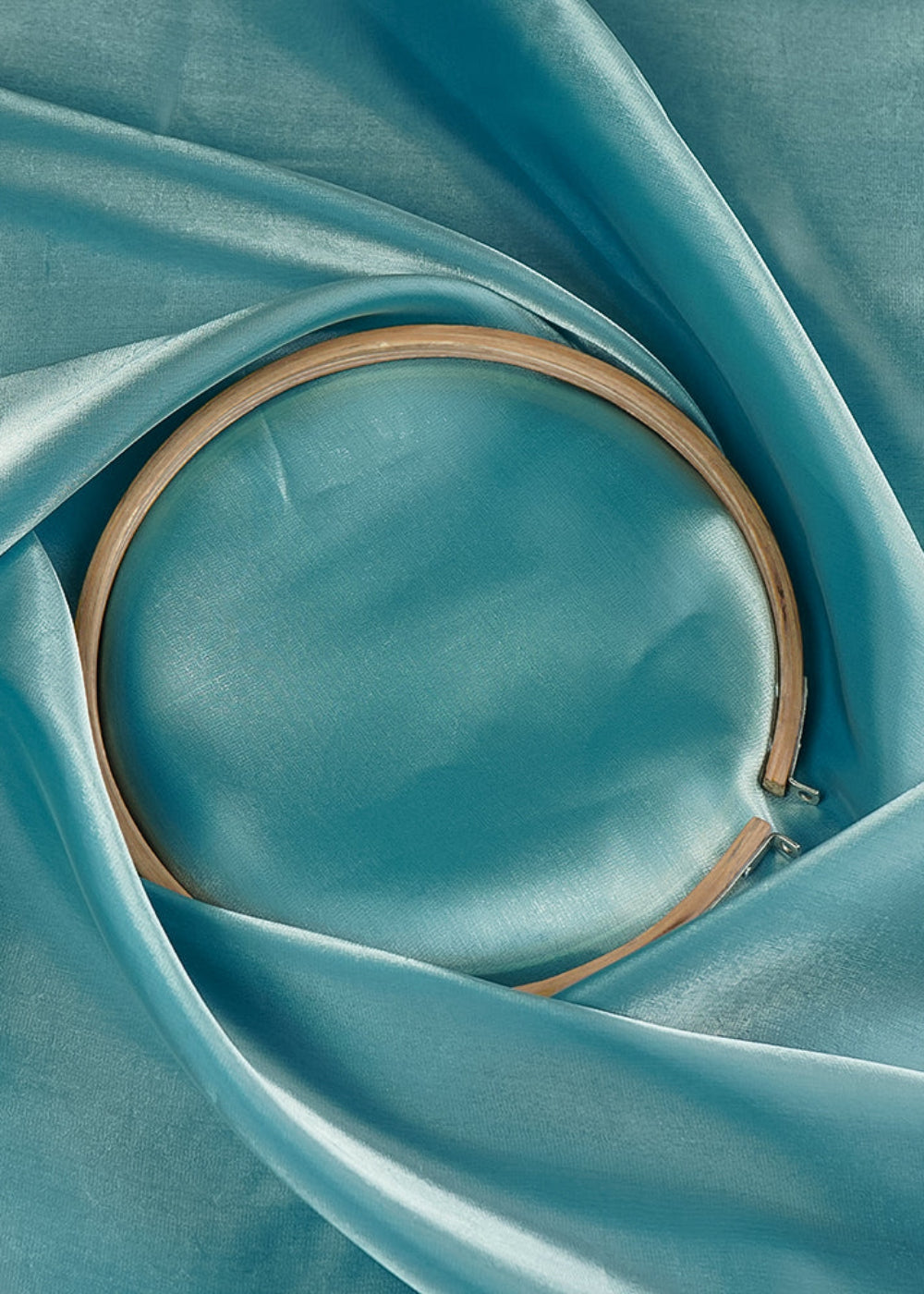 Blue Colored Organza Satin Fabric 23212(106)