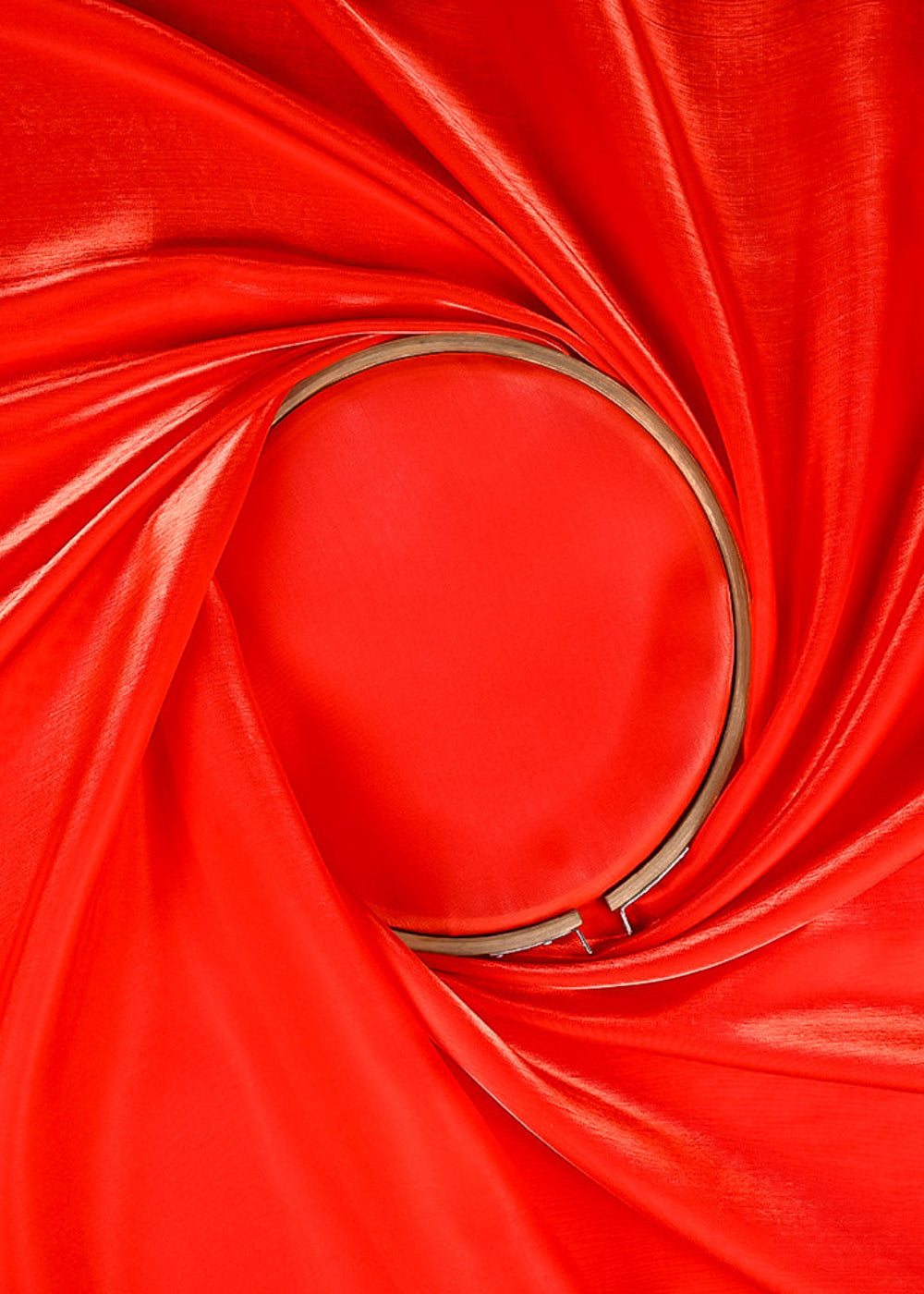 Red Colored Organza Satin Fabric 23212(119)