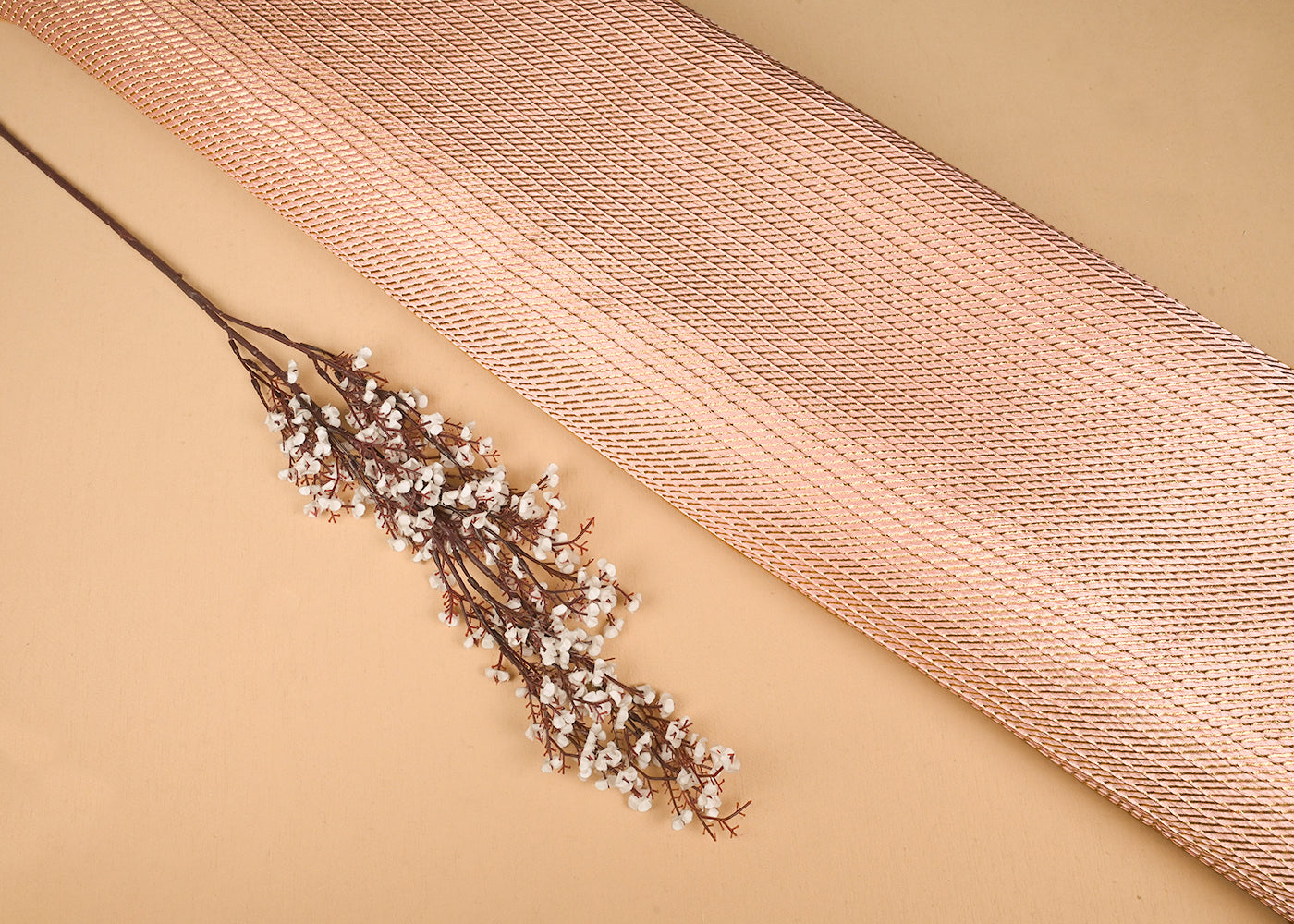Light Pink Banarasi Silk Fabric With All Over Golden Zari Handloom 23215