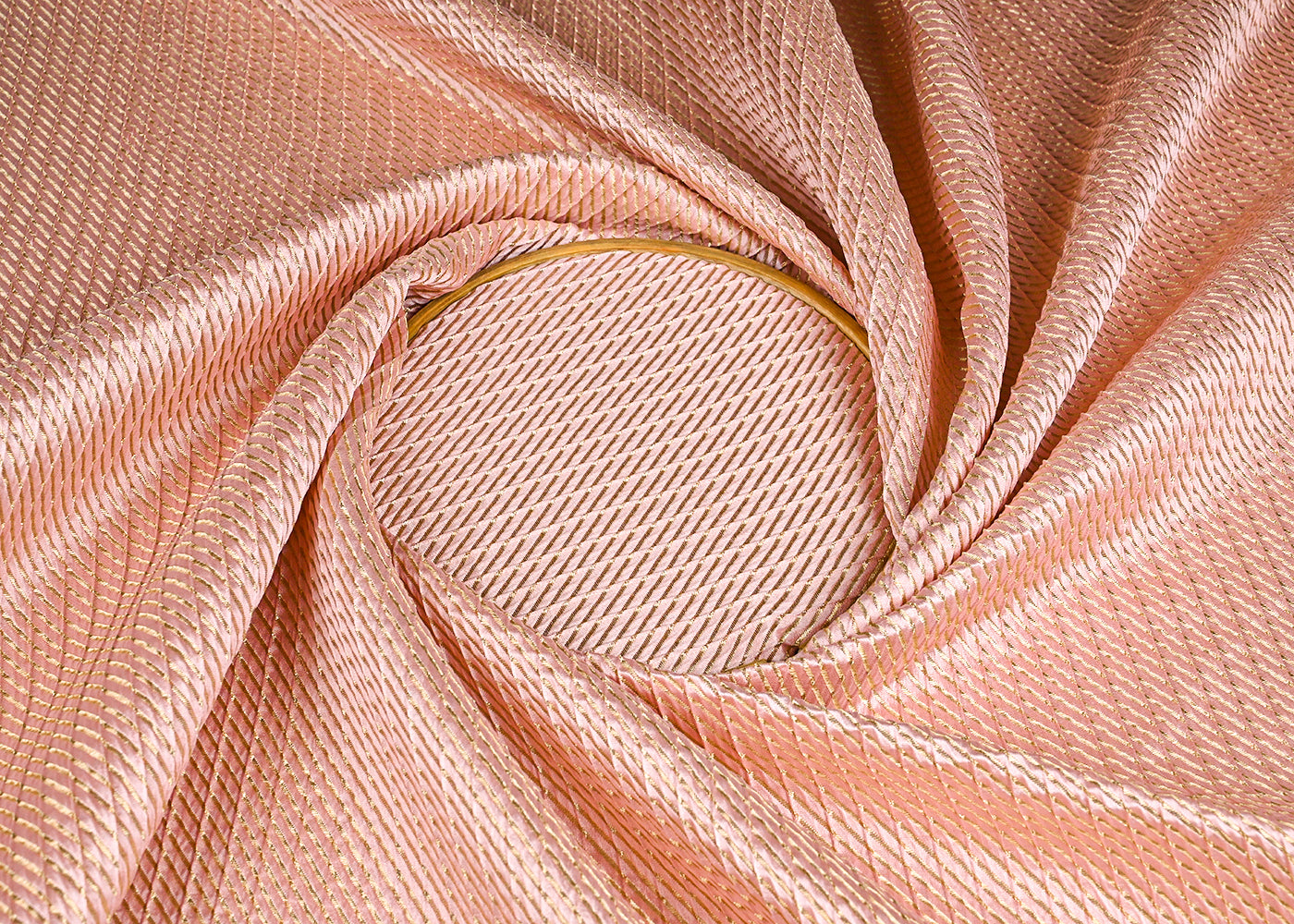 Light Pink Banarasi Silk Fabric With All Over Golden Zari Handloom 23215