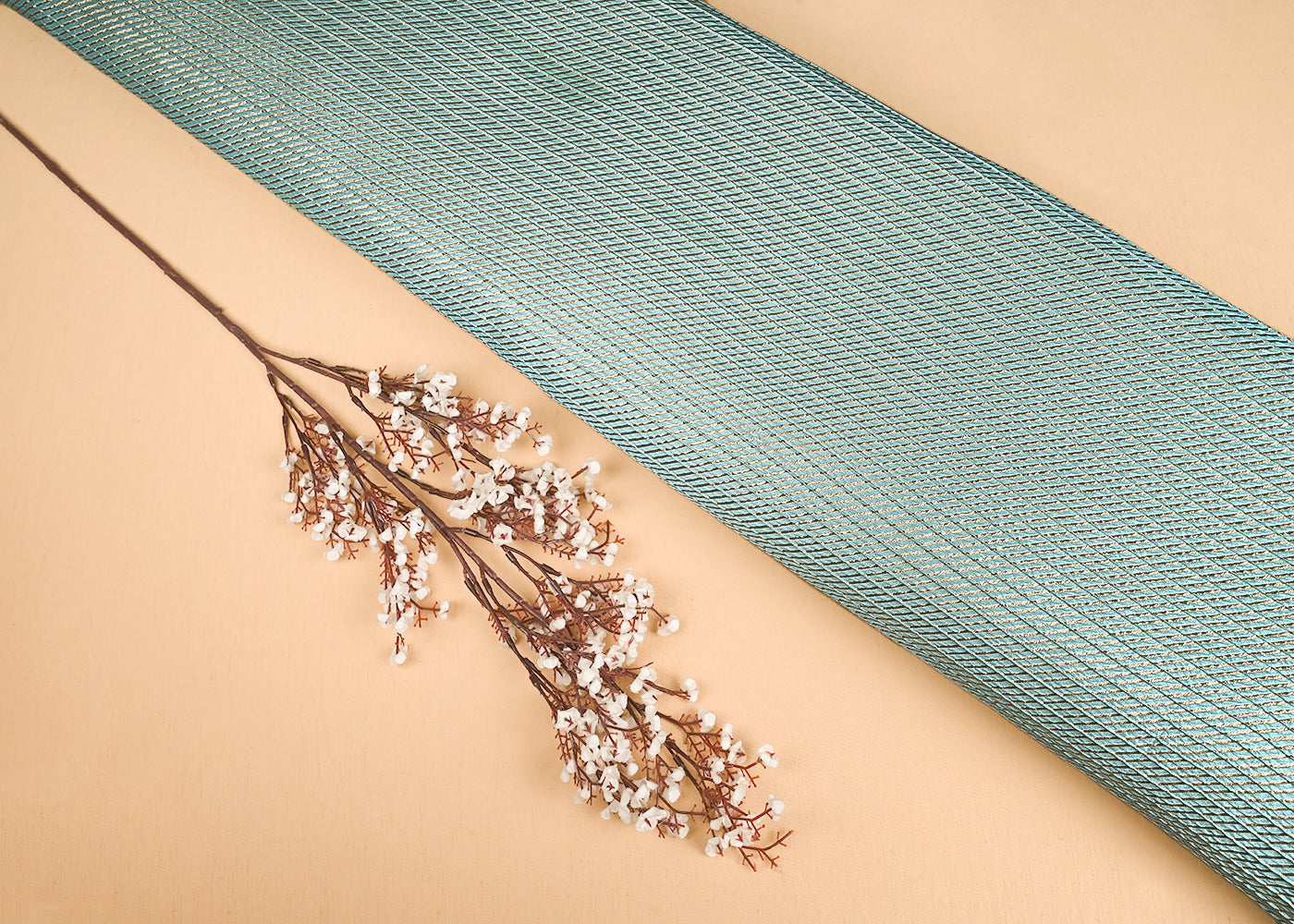 Light Blue Banarasi Silk Fabric With All Over Golden Zari Handloom 23216
