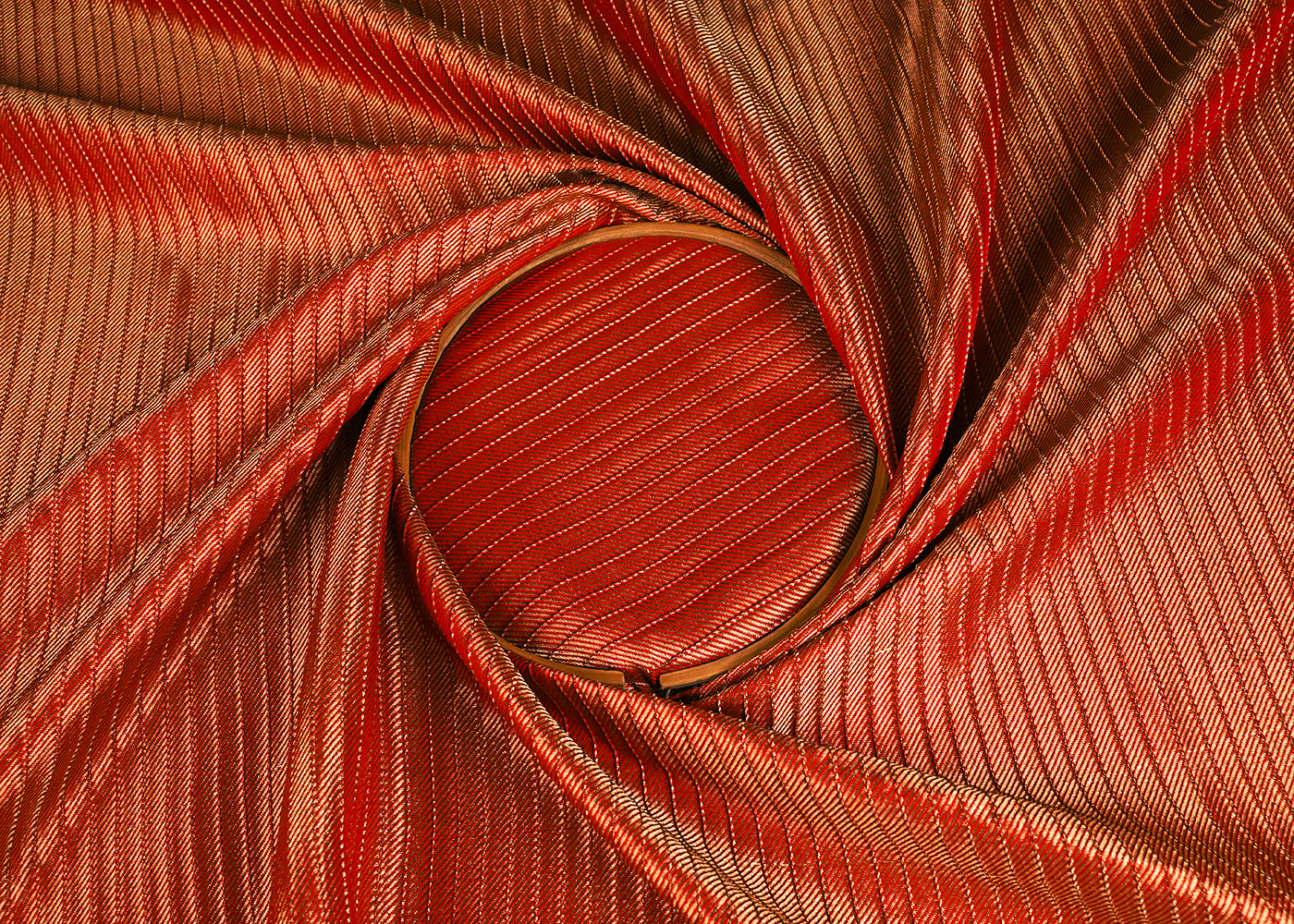 Maroon Banarasi Silk Fabric With All Over Golden Zari Handloom 23221