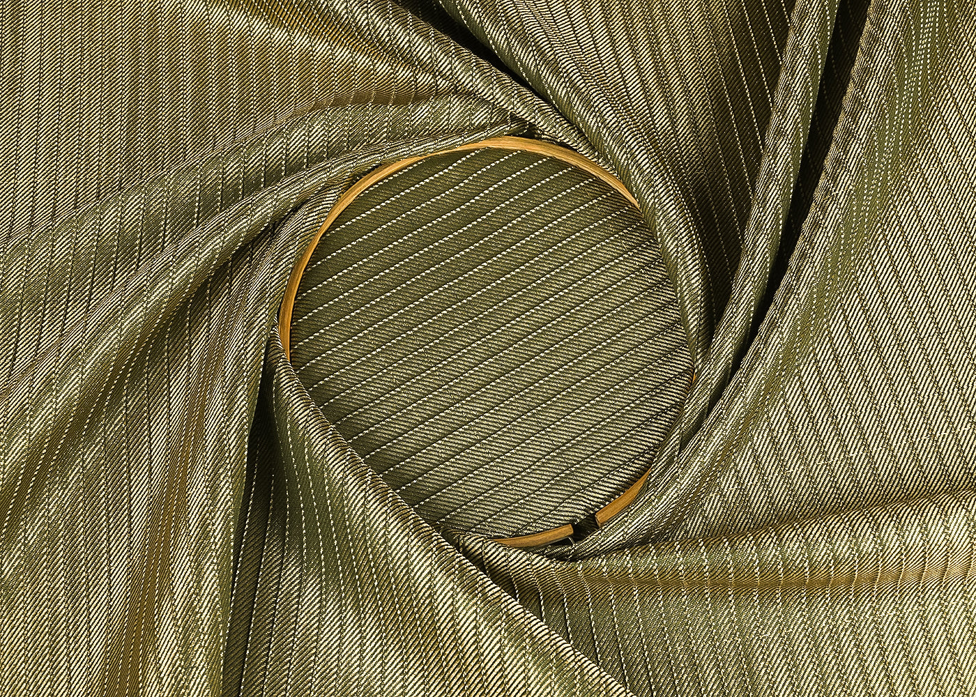 Bottle Green Banarasi Silk Fabric With All Over Golden Zari Handloom 23225