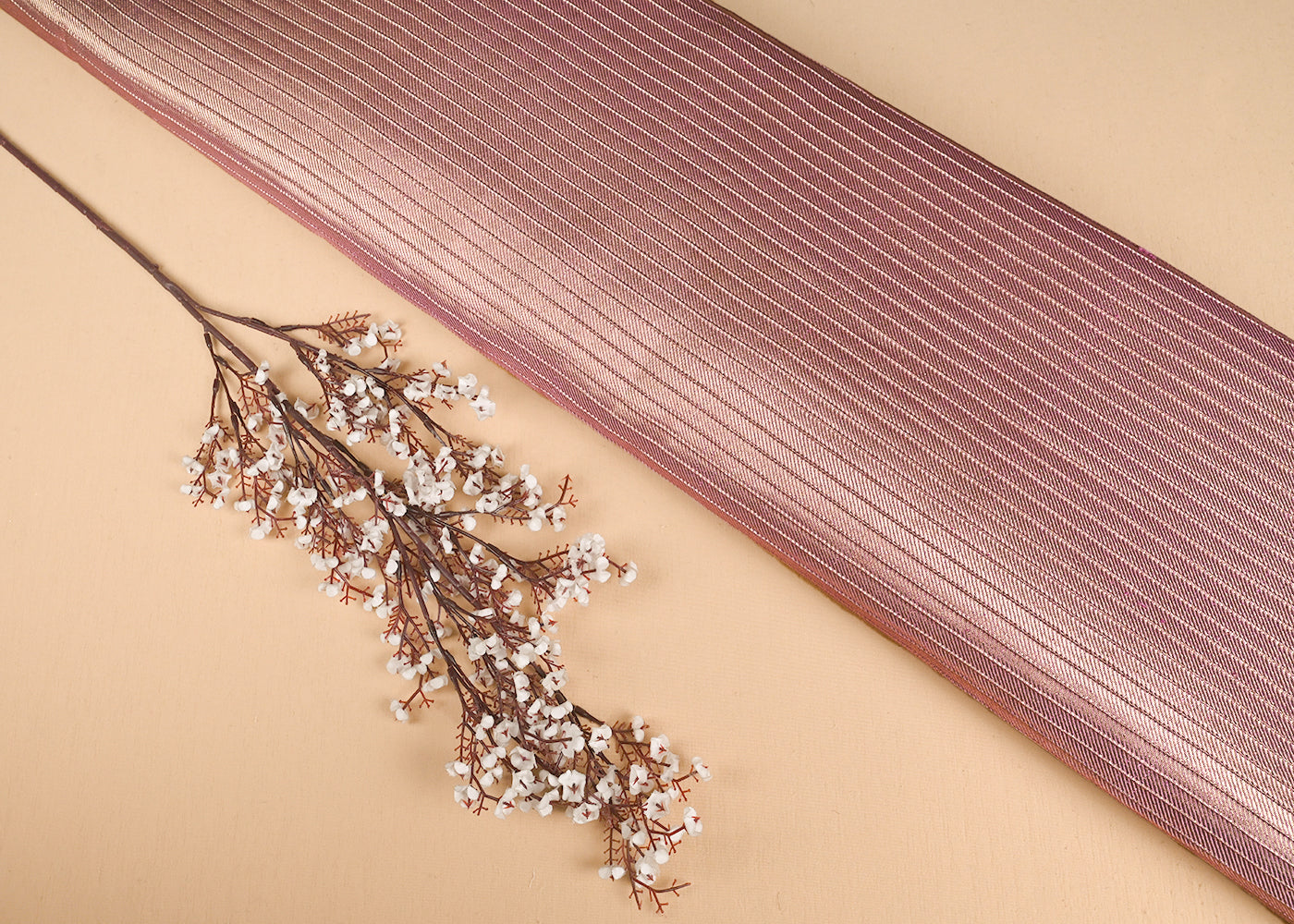 Blush Pink Banarasi Silk Fabric With All Over Golden Zari Handloom 23227