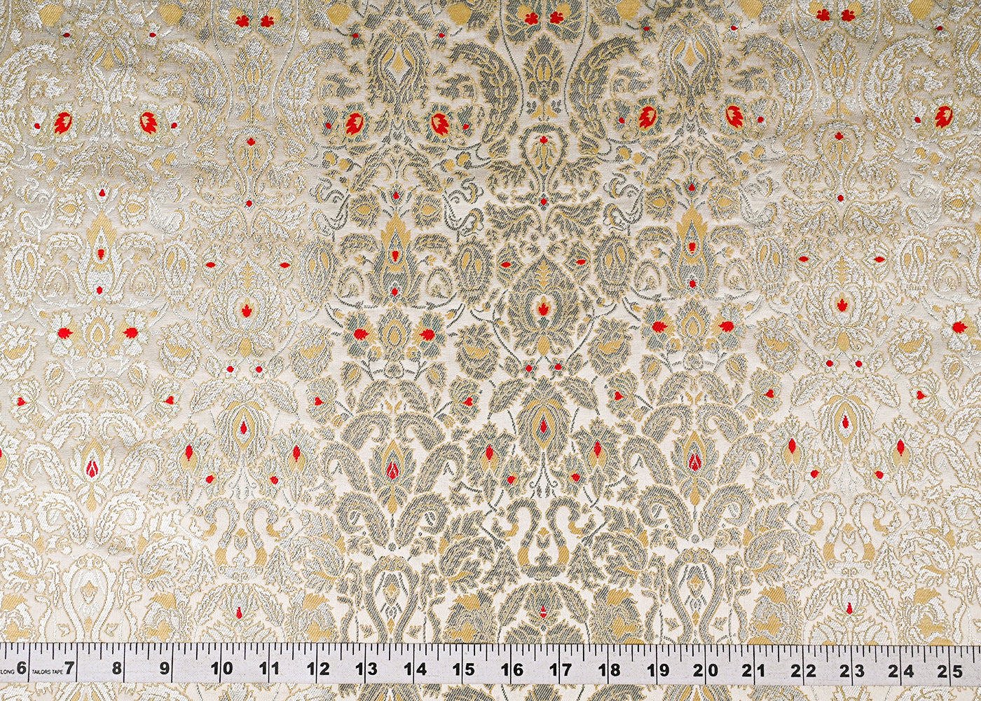 Light Beige Banarasi Brocade Fabric With All Over Golden Zari Handloom 23263