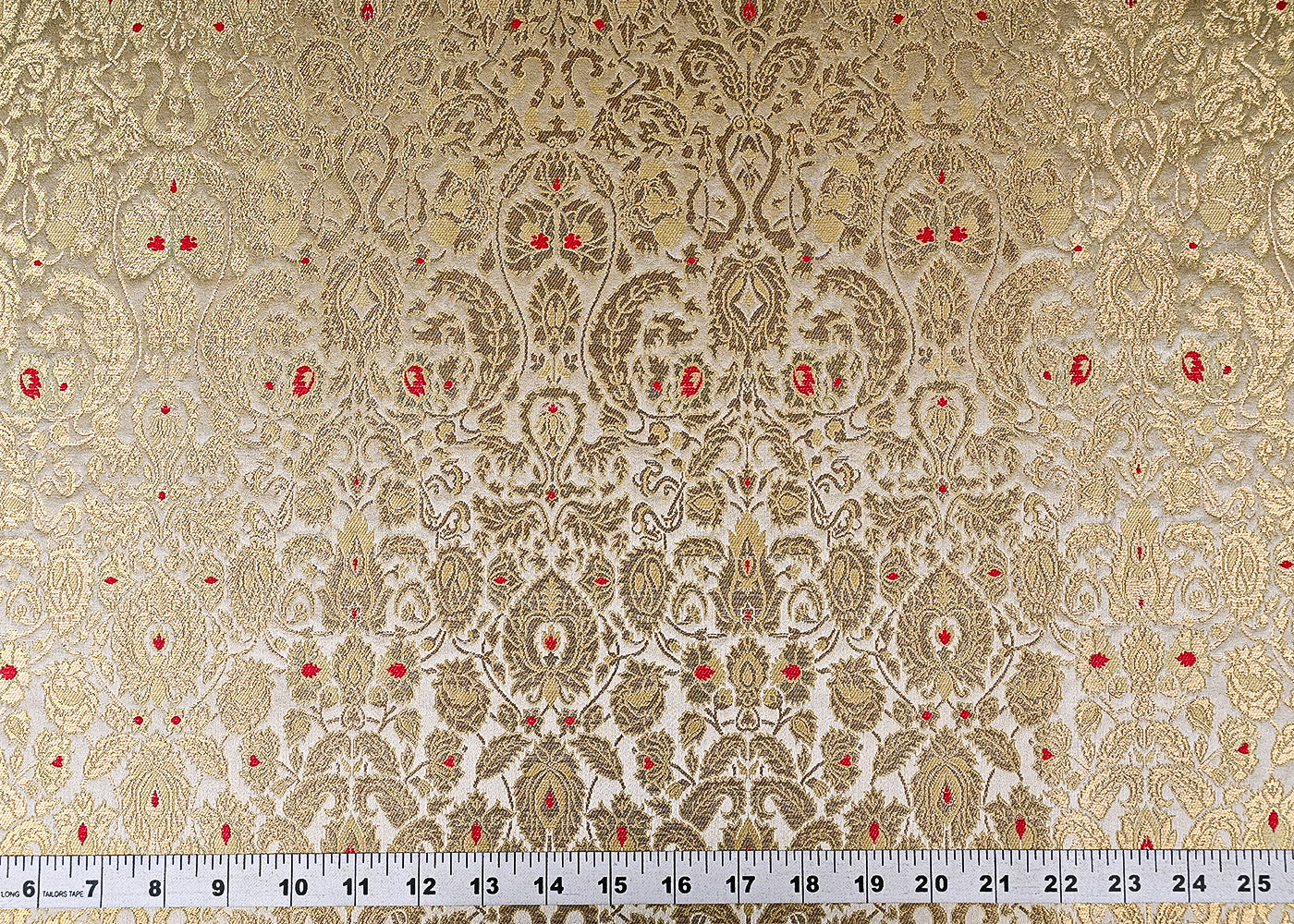 Golden Banarasi Brocade Fabric With All Over Golden Zari Handloom 23264