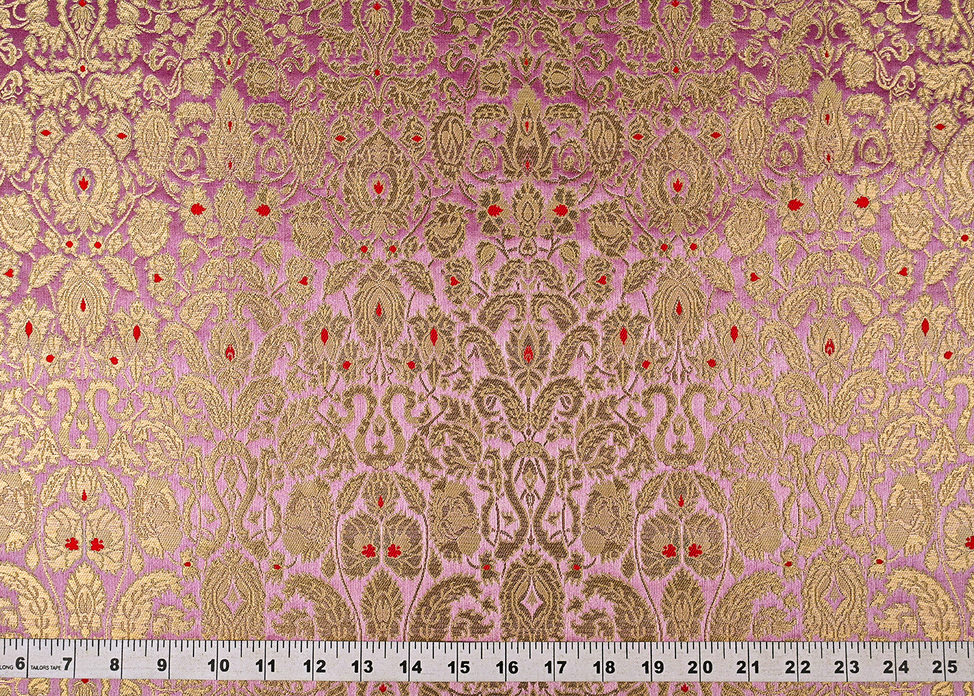 Blush Pink Banarasi Brocade Fabric With All Over Golden Zari Handloom 23266