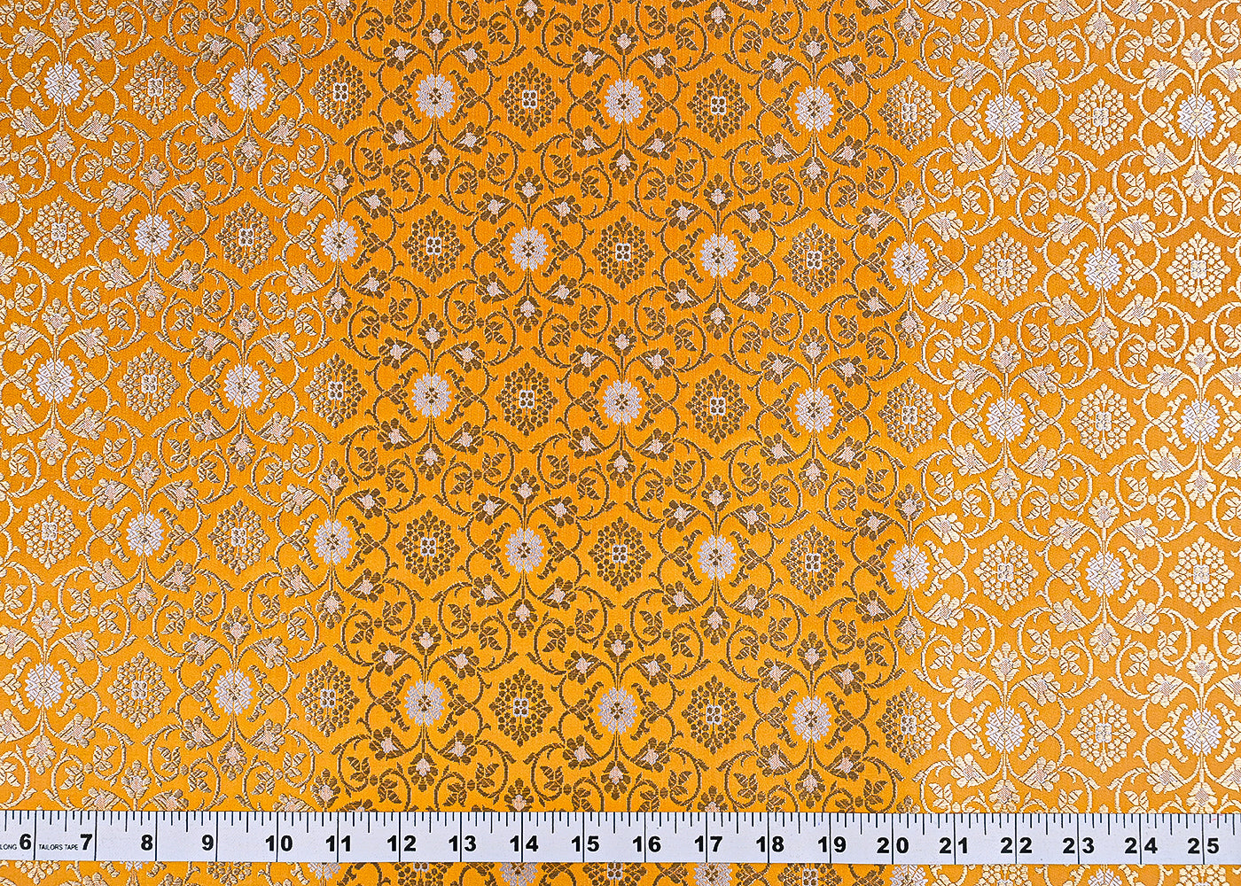 Mustard Banarasi Brocade Fabric With All Over Golden Zari Handloom 23286