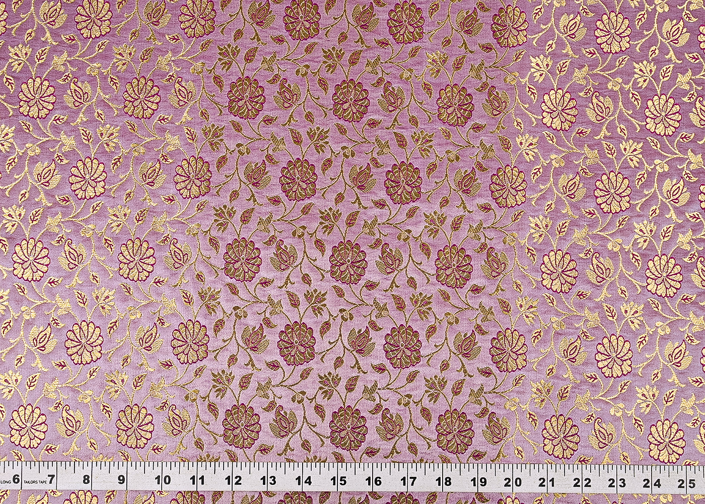 Blush Pink Banarasi Brocade Fabric With All Over Golden Zari Handloom 23307