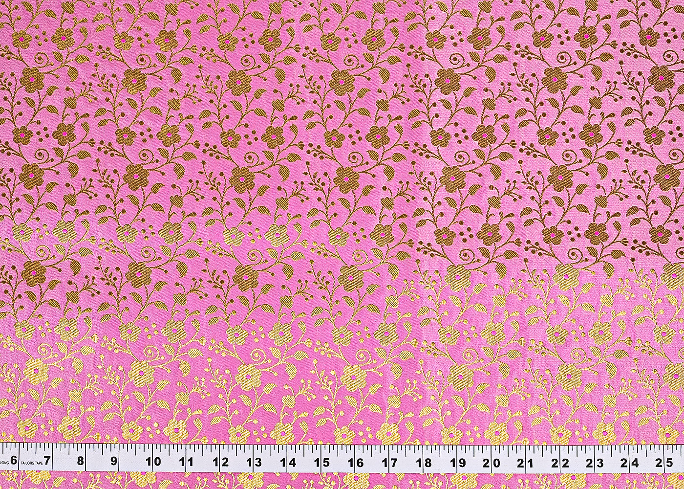 Pink Banarasi Brocade Fabric With All Over Golden Zari Handloom 23309