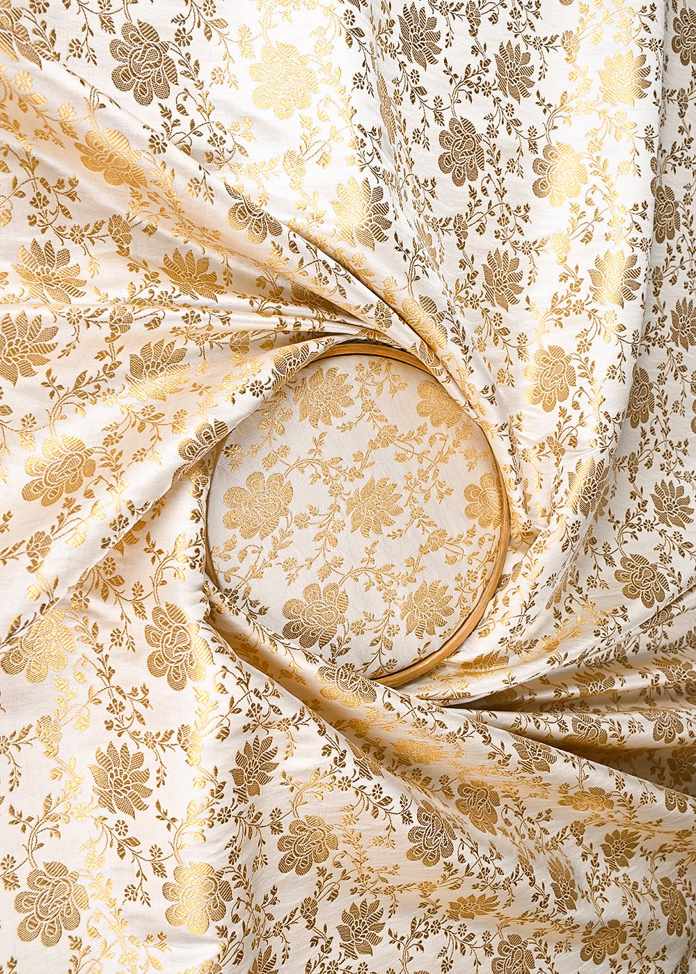 Off White Jacquard Fabric With All Over Zari Handloom 23338