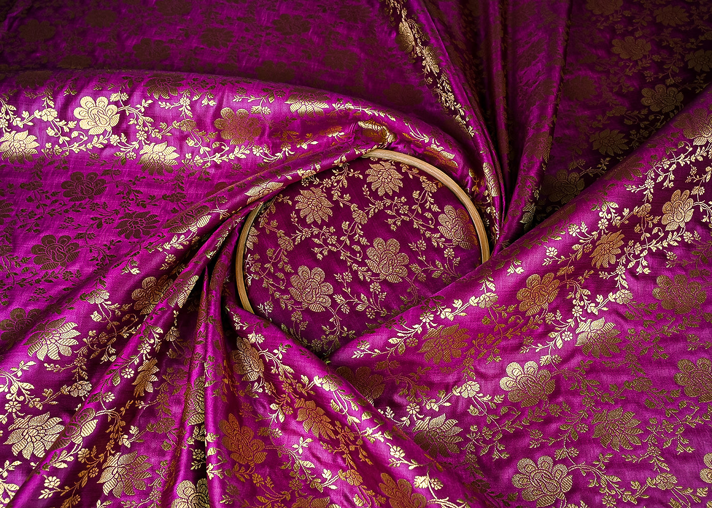 Purple Jacquard Fabric With All Over Zari Handloom 23341