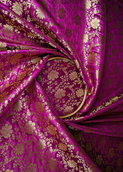 Purple Jacquard Fabric With All Over Zari Handloom 23341