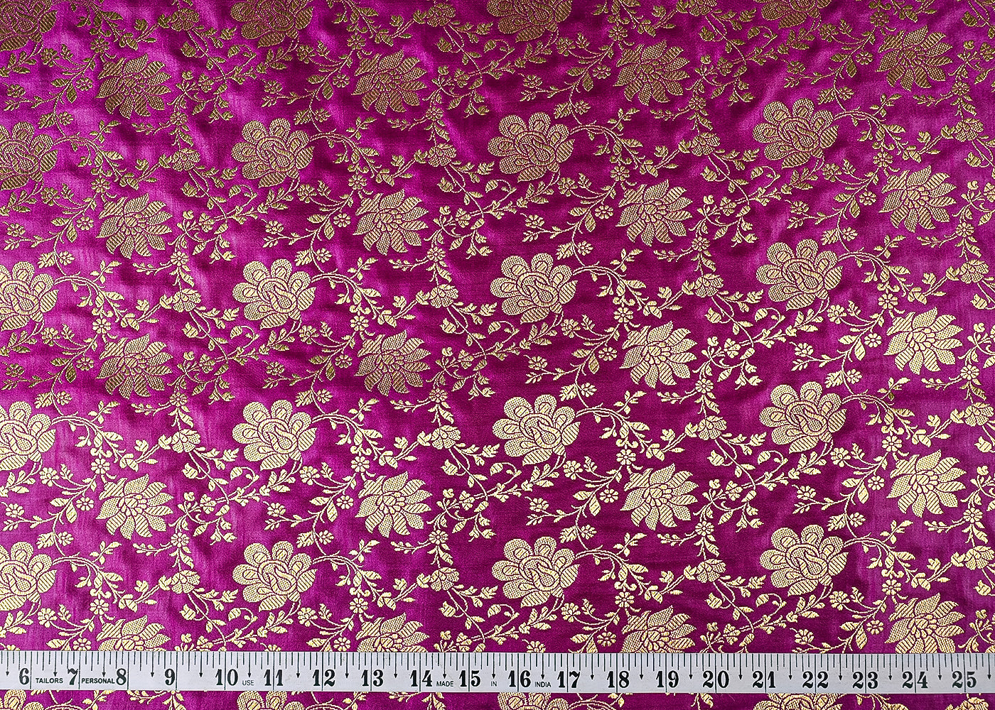 Purple Jacquard Fabric With All Over Zari Handloom 23341