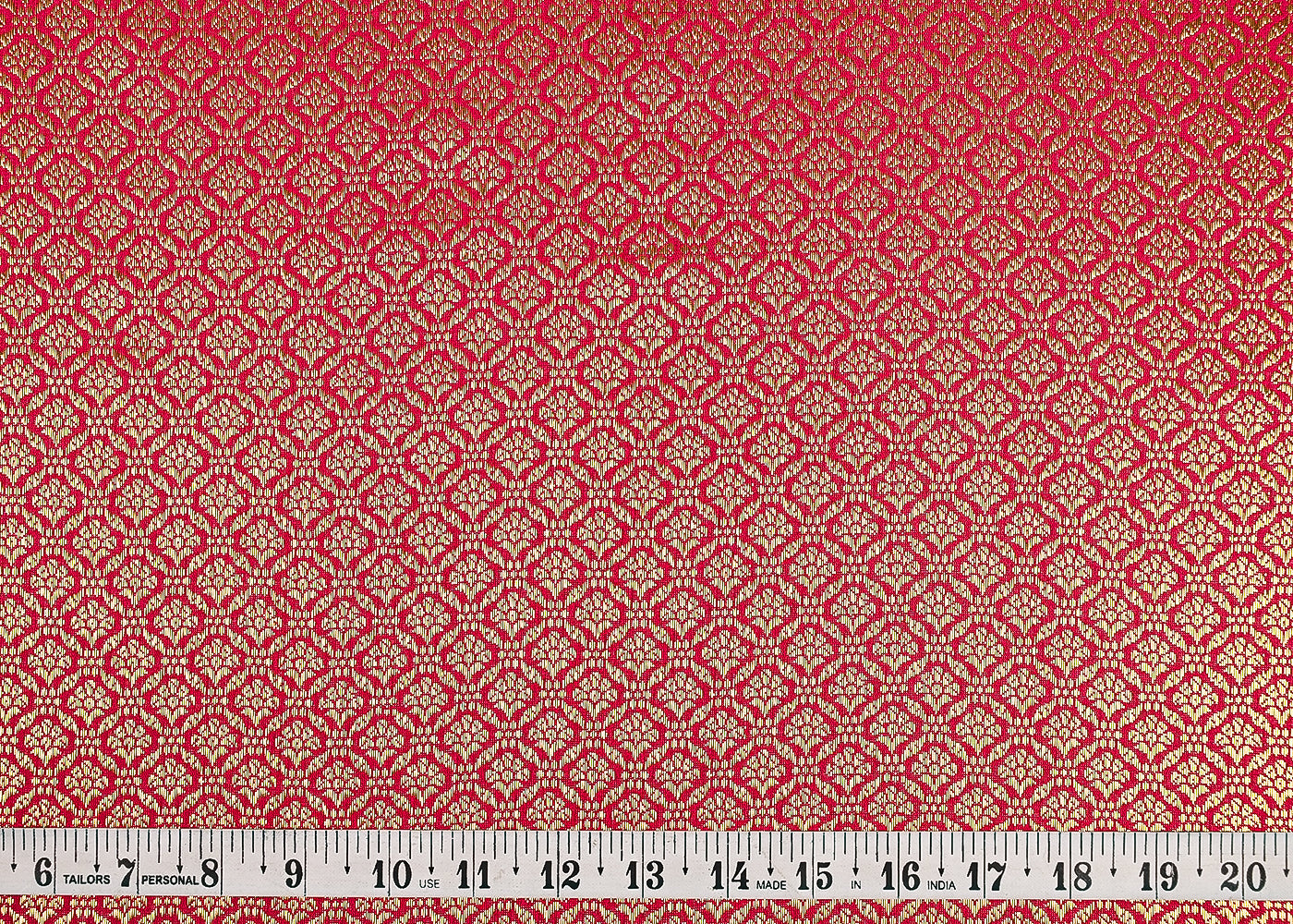 Rani Pink Banarasi Brocade Fabric With All Over Golden Zari Handloom 23374