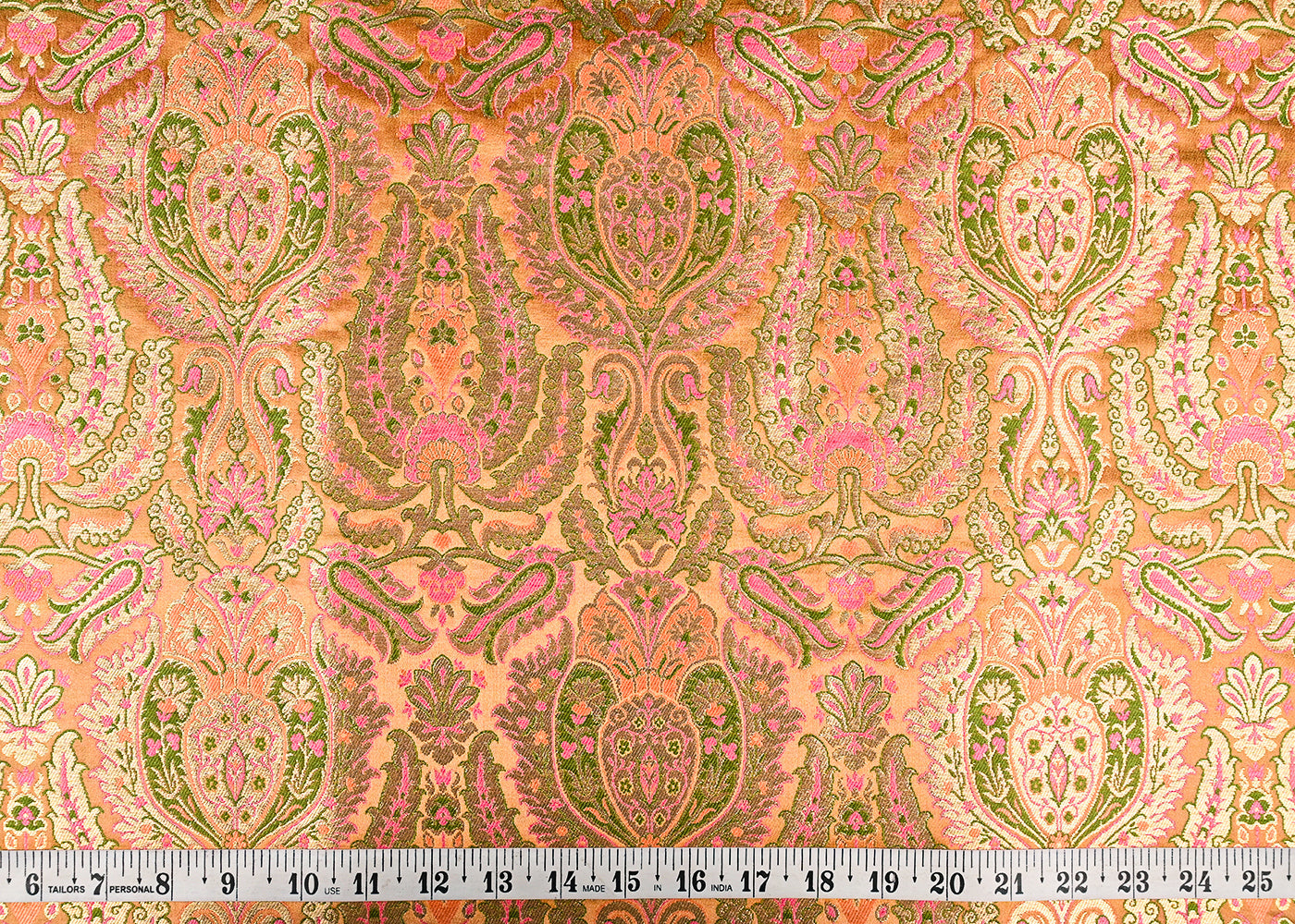 Dark Beige Banarasi Brocade Fabric With All Over Golden Zari Handloom 23380