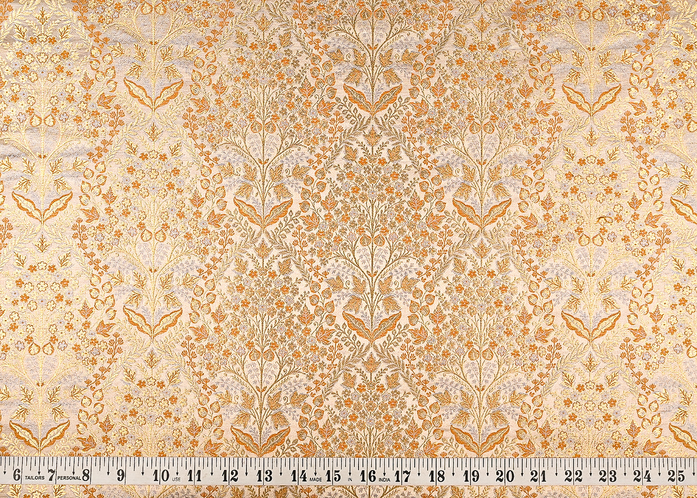 Beige Banarasi Brocade Fabric With All Over Golden Zari Handloom 23392