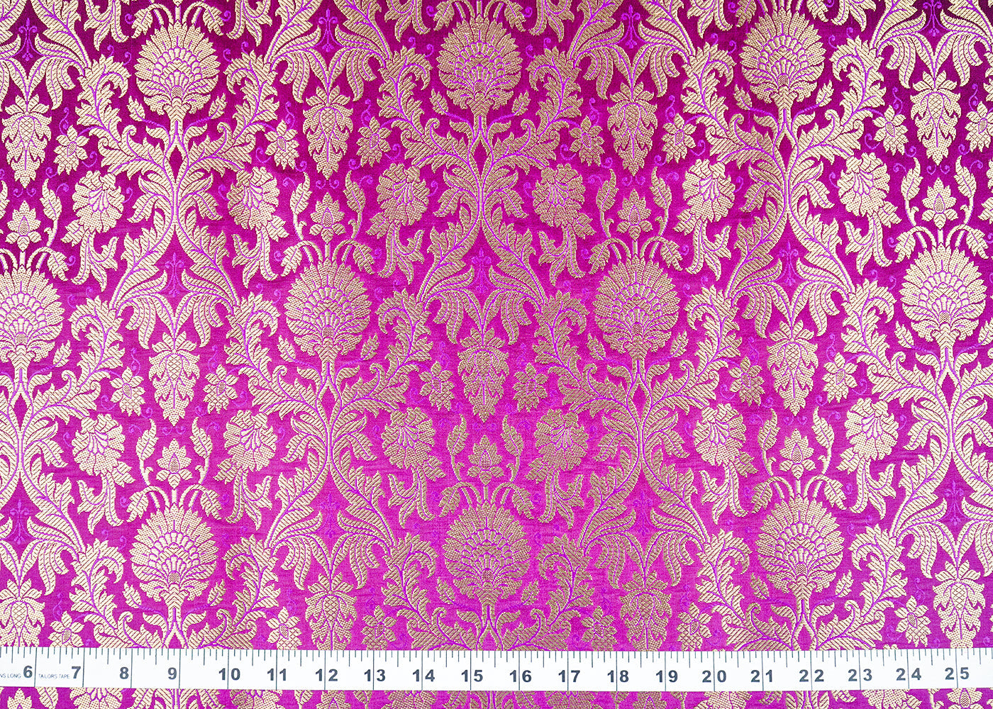 Purple Banarasi Brocade Fabric With All Over Golden Zari Handloom 23404