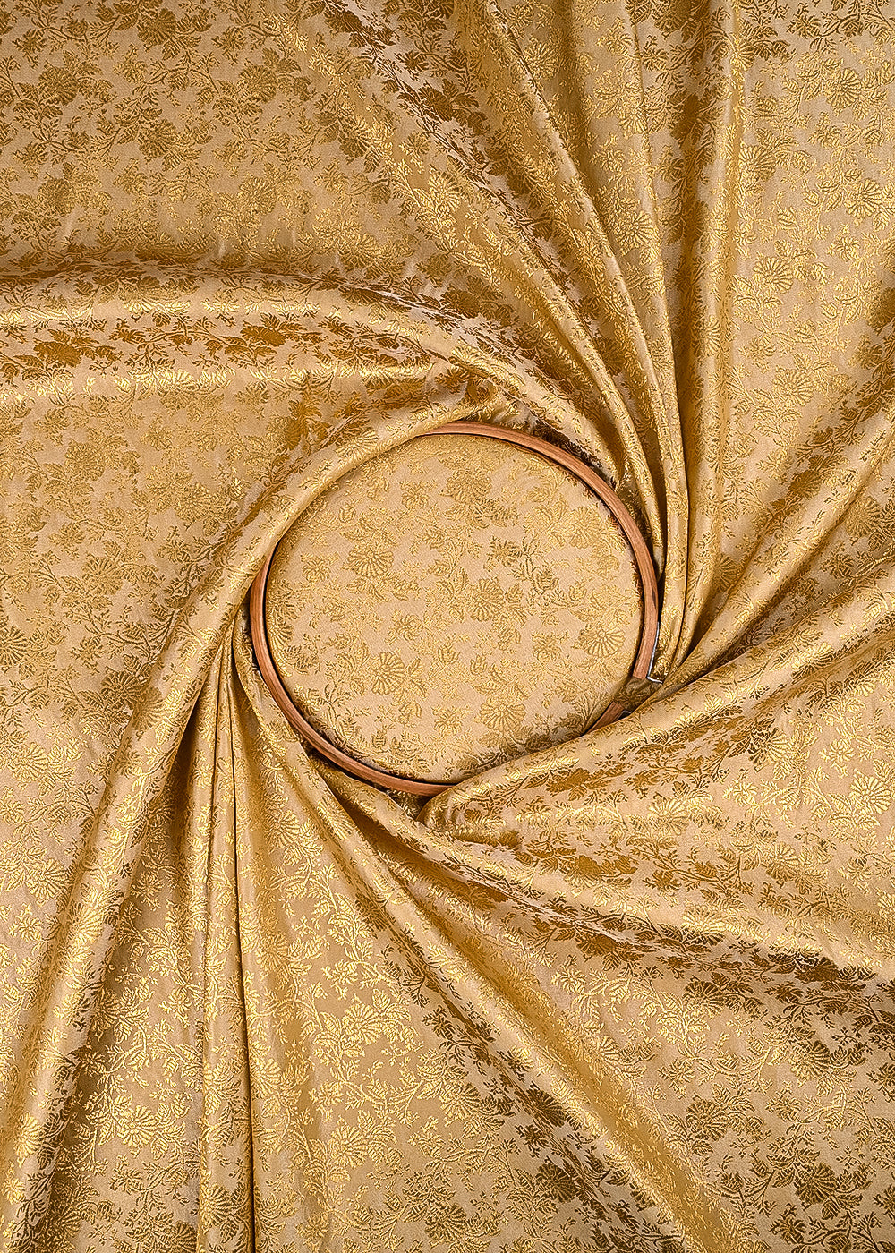 Light Gold Banarasi Brocade Fabric With All Over Thered And Golden Zari Handloom 23488