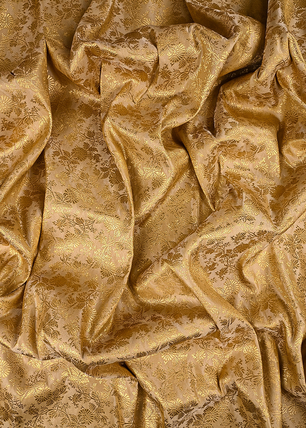 Light Gold Banarasi Brocade Fabric With All Over Thered And Golden Zari Handloom 23488