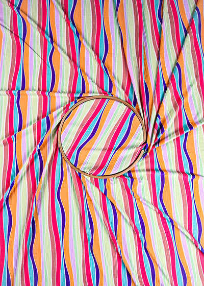Multi-Color Wrinkled Georgette Satin Fabric With All Over Abstract Print 23518