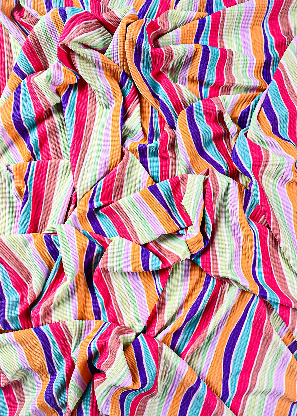 Multi Colour Wrinkled Satin Fabric With All Over Abstract Print 23518