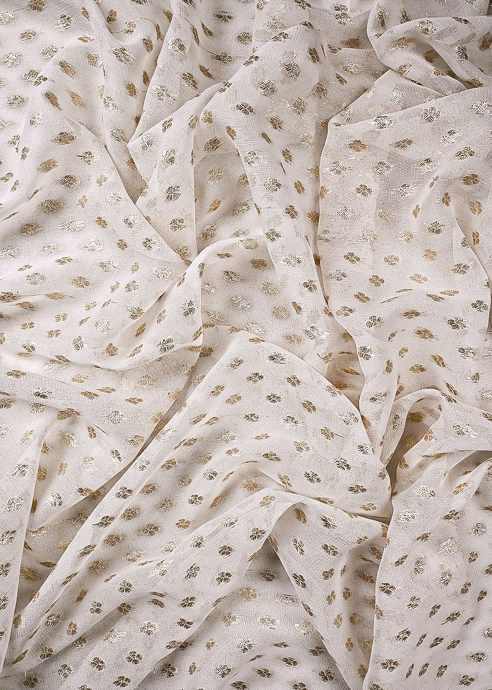 White Dyeable Georgette Fabric With All Over Zari Handloom 23557